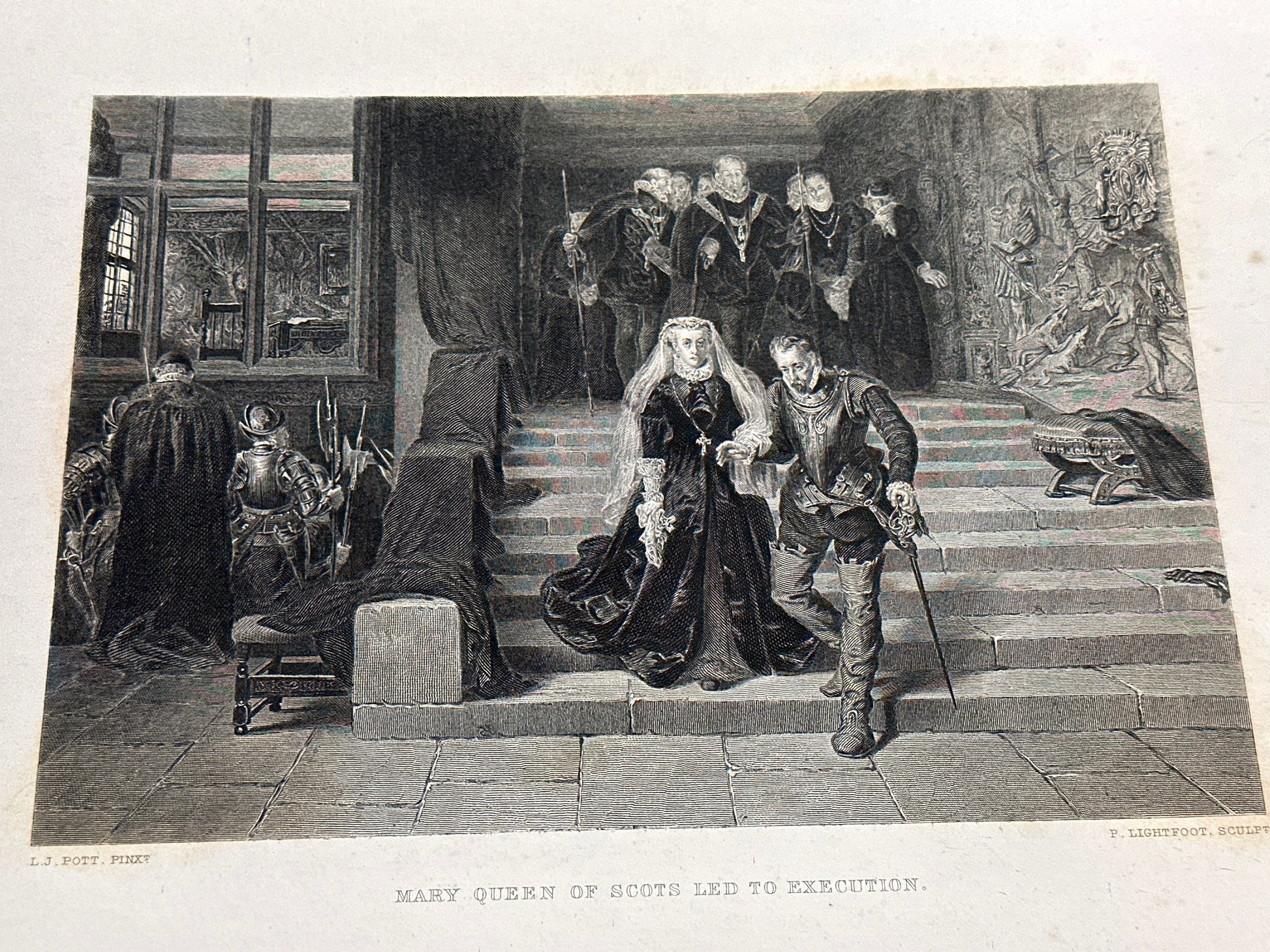 Lithograph "Mary Queen Of Scots Led To Execution" Printed Artwork | Home Decor