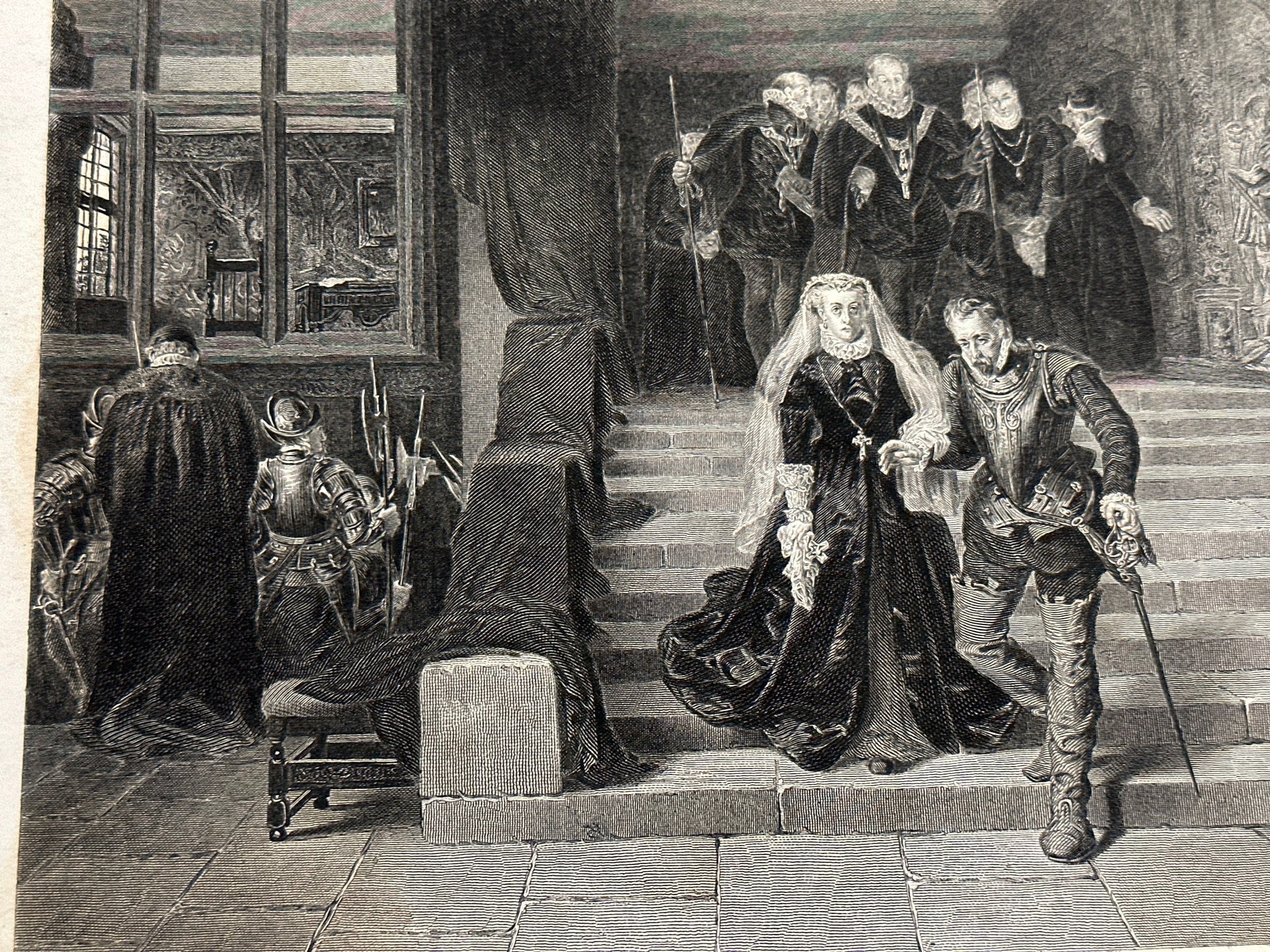 Lithograph "Mary Queen Of Scots Led To Execution" Printed Artwork | Home Decor