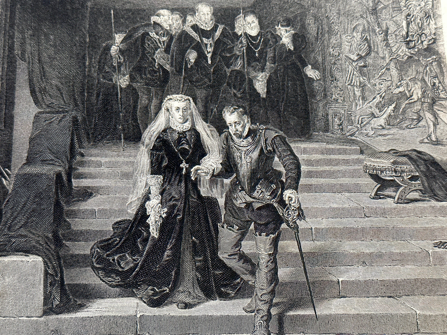 Lithograph "Mary Queen Of Scots Led To Execution" Printed Artwork | Home Decor