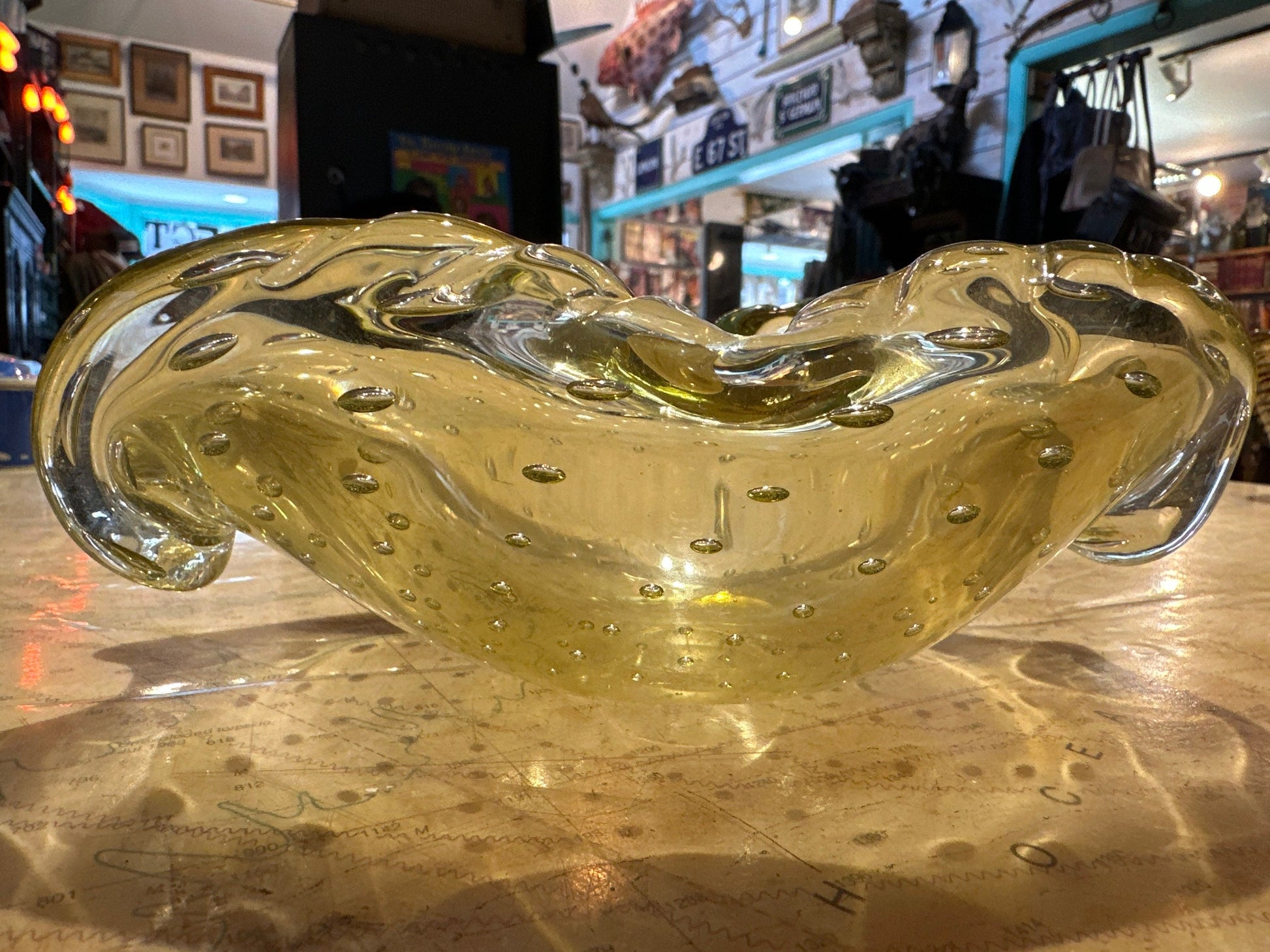 Venetian Green Glass Decorative Bowl | Home Decor