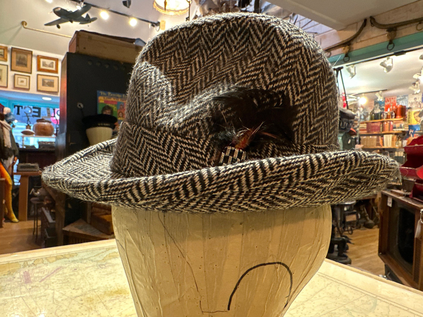 Vintage Tweed Fedora Hat | Unisex Accessories