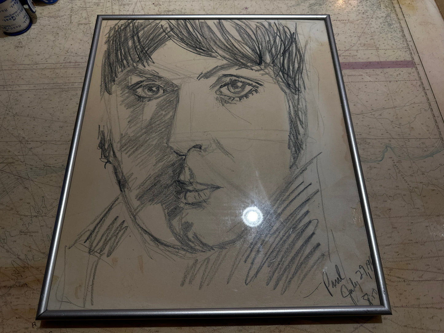 Vintage Paul McCartney Framed Sketch Portrait | Home Decor