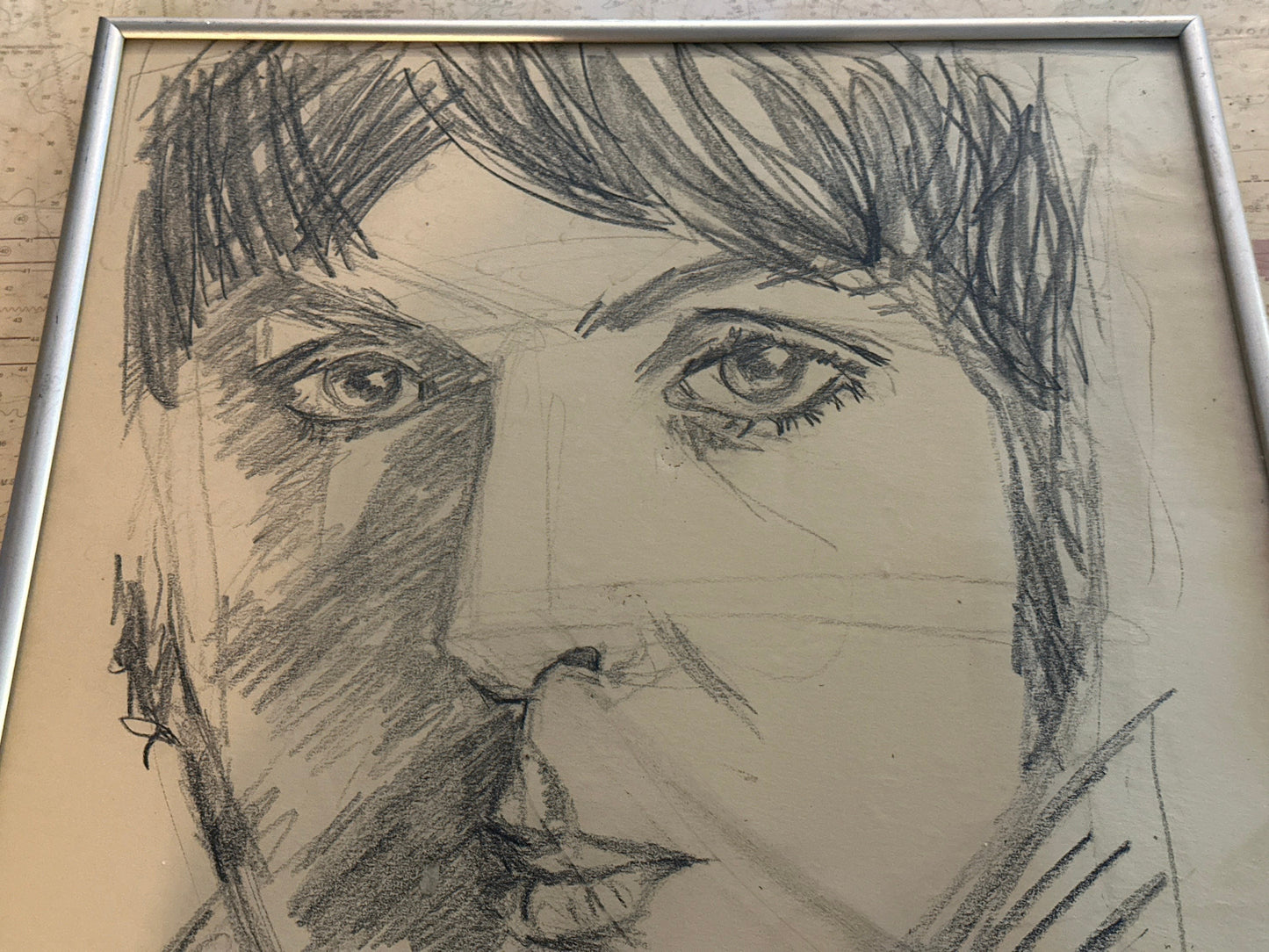 Vintage Paul McCartney Framed Sketch Portrait | Home Decor