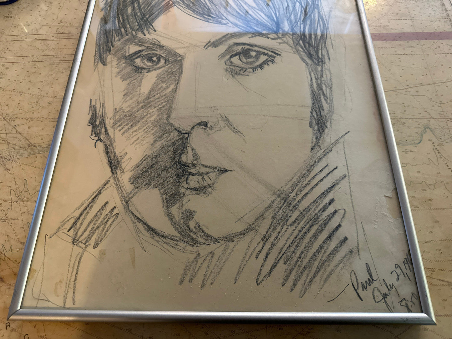 Vintage Paul McCartney Framed Sketch Portrait | Home Decor