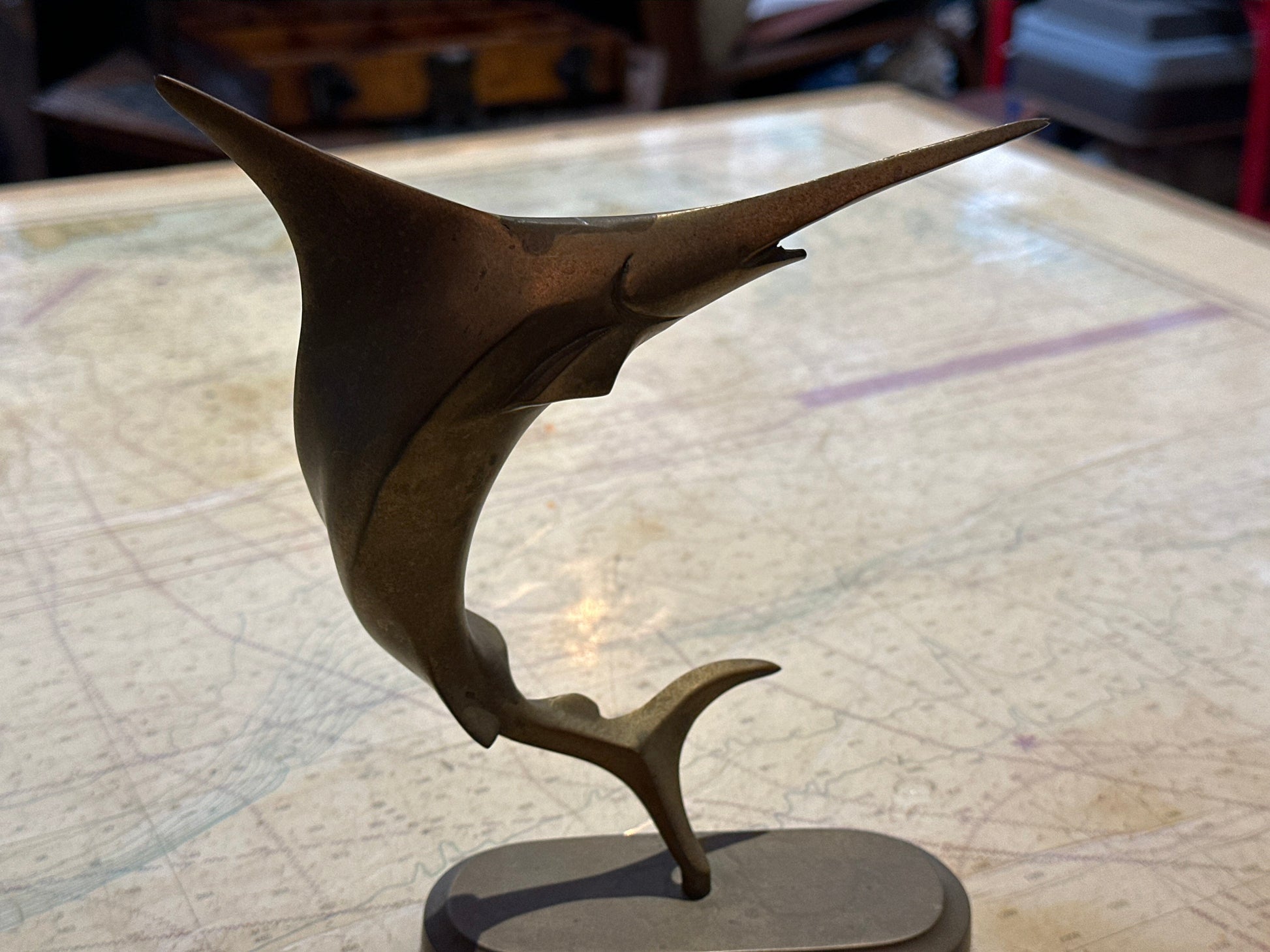 Vintage Bronze Swordfish Statue | Home Decor