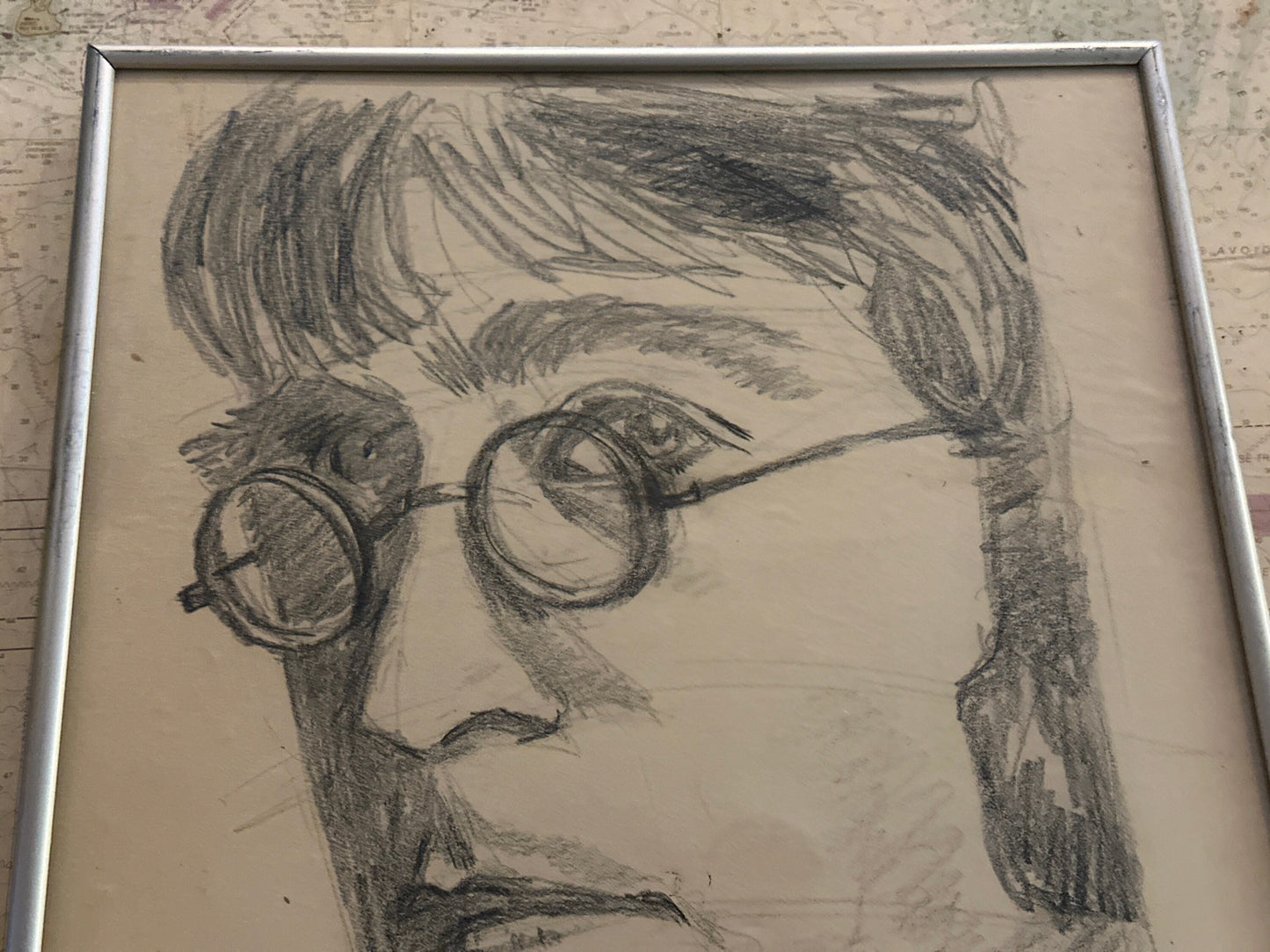 Vintage John Lennon Framed Sketch Portrait | The Beatles |Home Decor