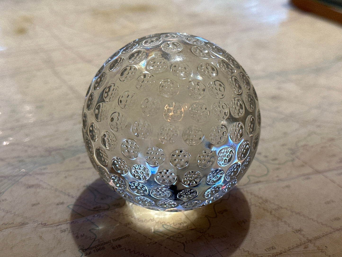 Clear Solid Glass Paperweight w/ Holes | Home Decor