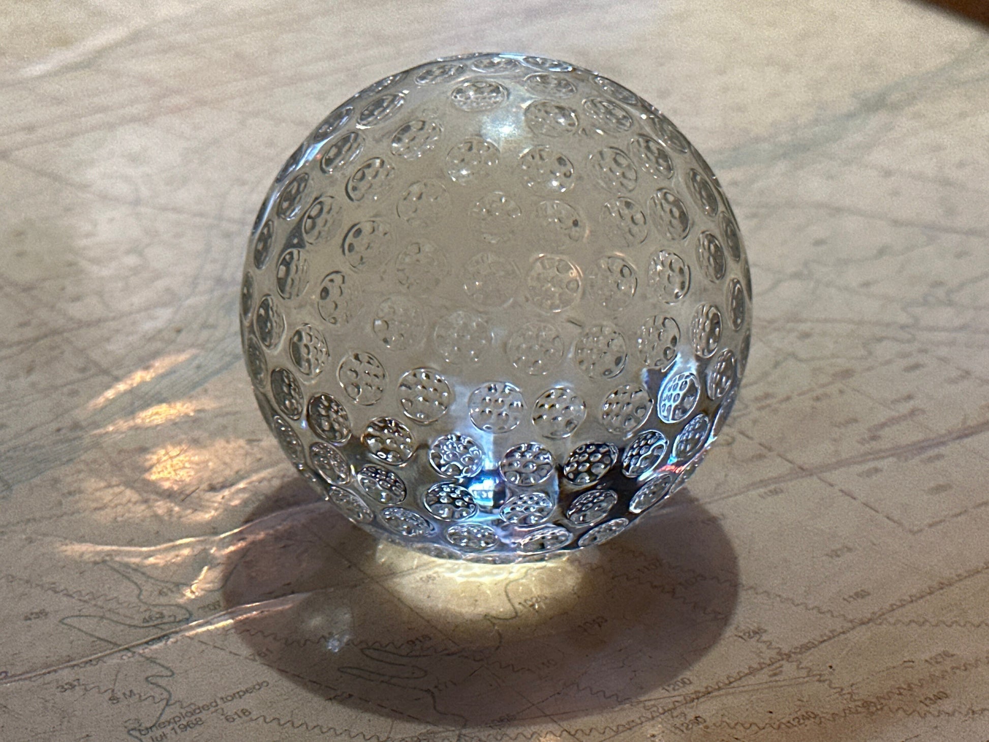 Clear Solid Glass Paperweight w/ Holes | Home Decor