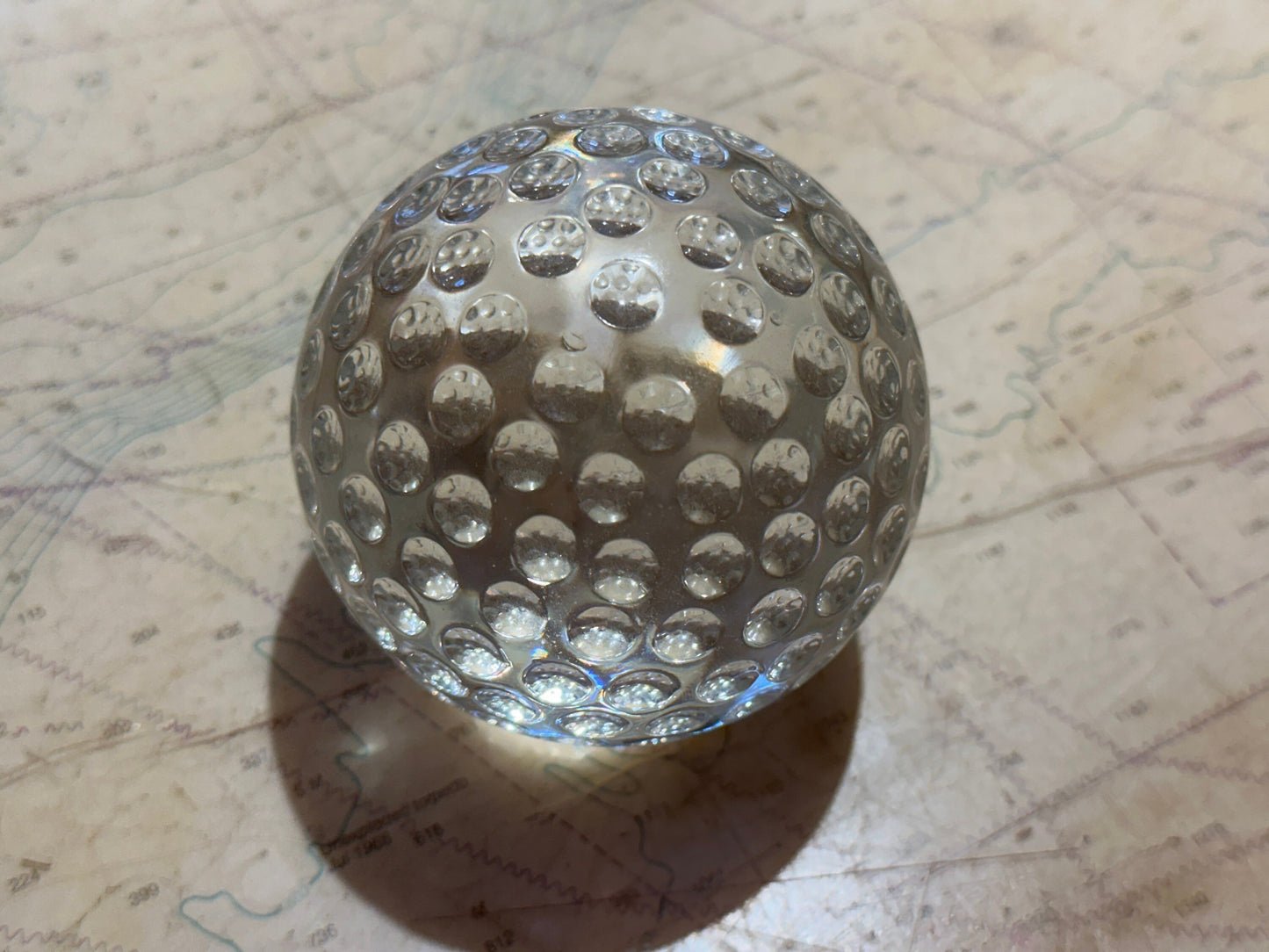 Clear Solid Glass Paperweight w/ Holes | Home Decor