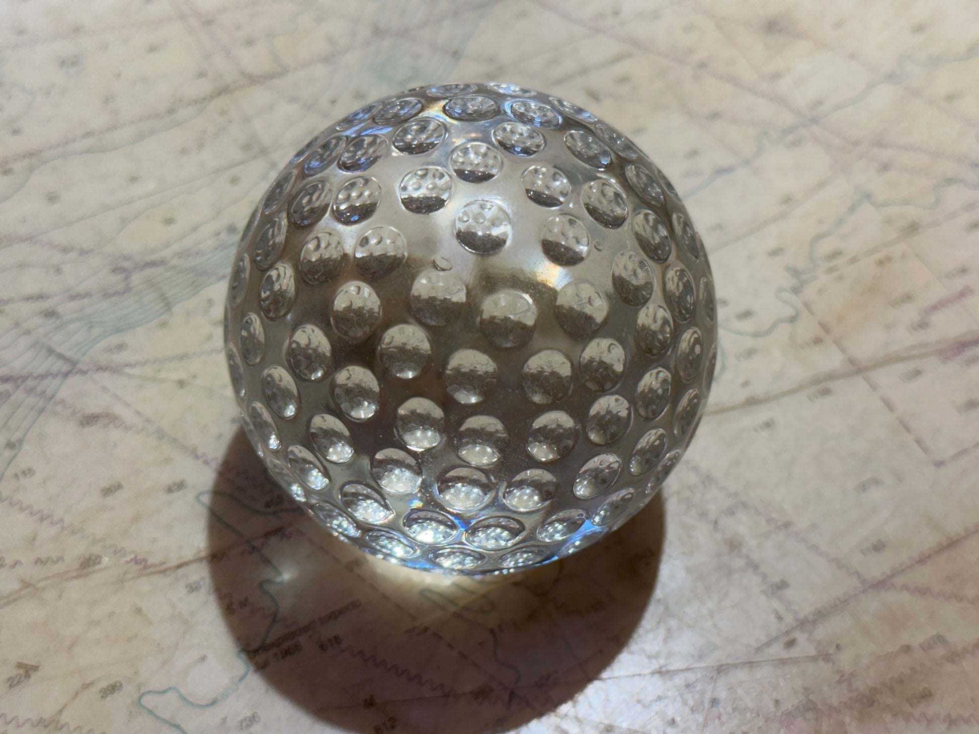Clear Solid Glass Paperweight w/ Holes | Home Decor