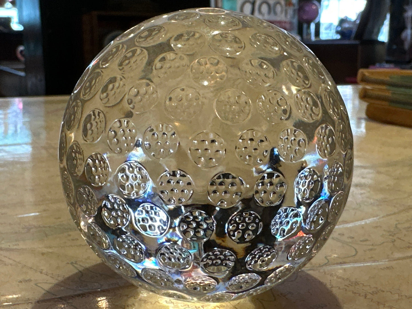 Clear Solid Glass Paperweight w/ Holes | Home Decor