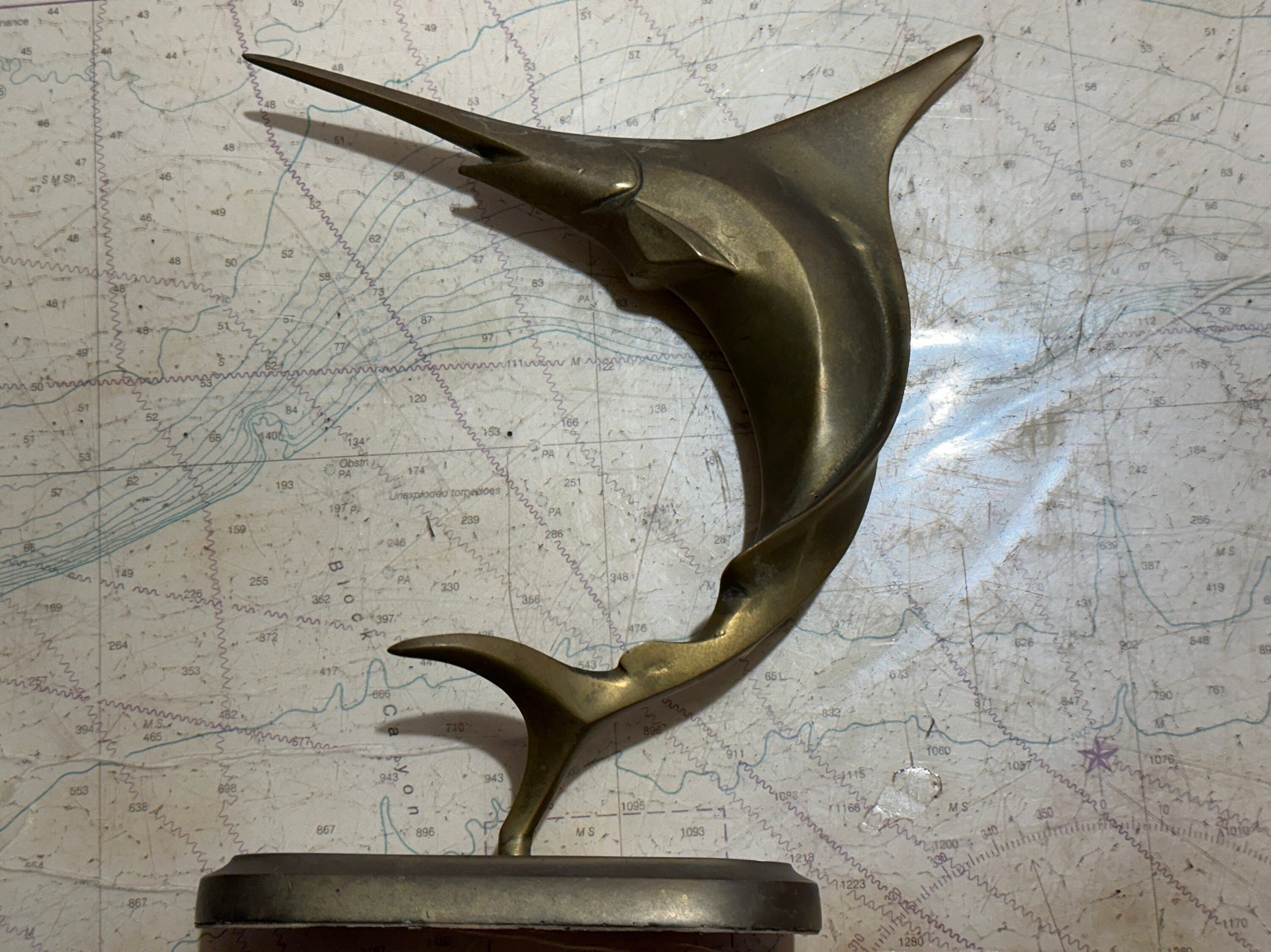 Vintage Bronze Swordfish Statue | Home Decor