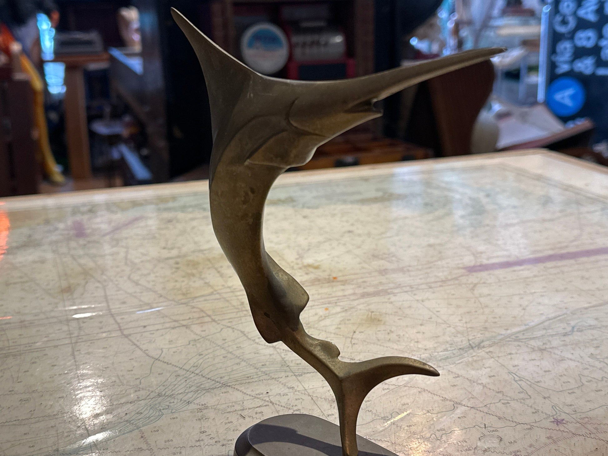 Vintage Bronze Swordfish Statue | Home Decor