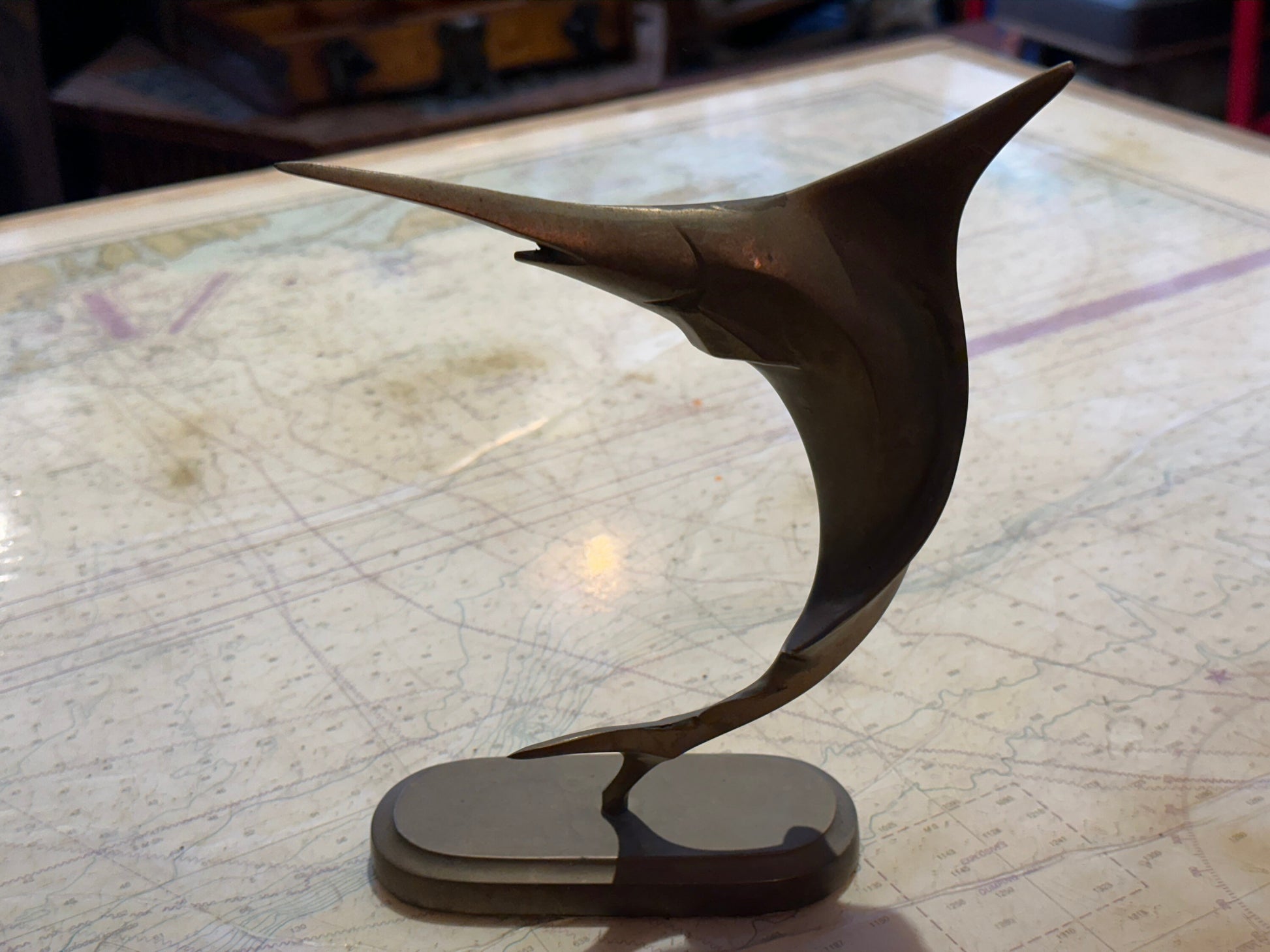 Vintage Bronze Swordfish Statue | Home Decor