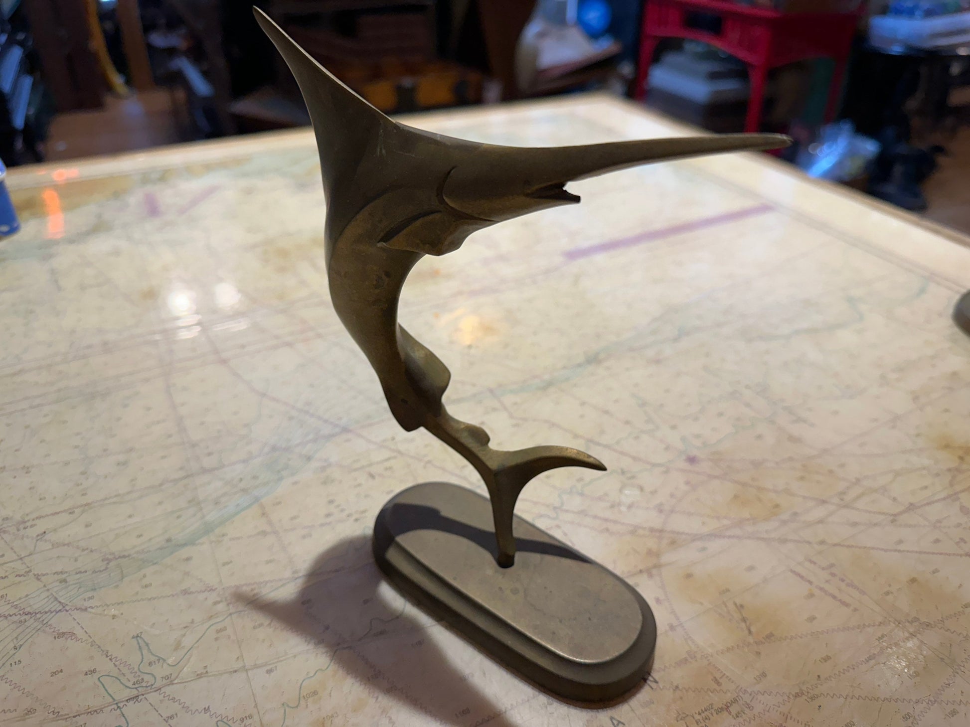 Vintage Bronze Swordfish Statue | Home Decor