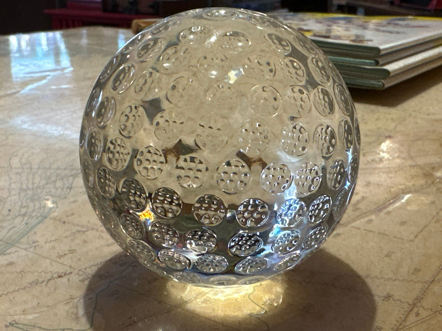 Clear Solid Glass Paperweight w/ Holes | Home Decor