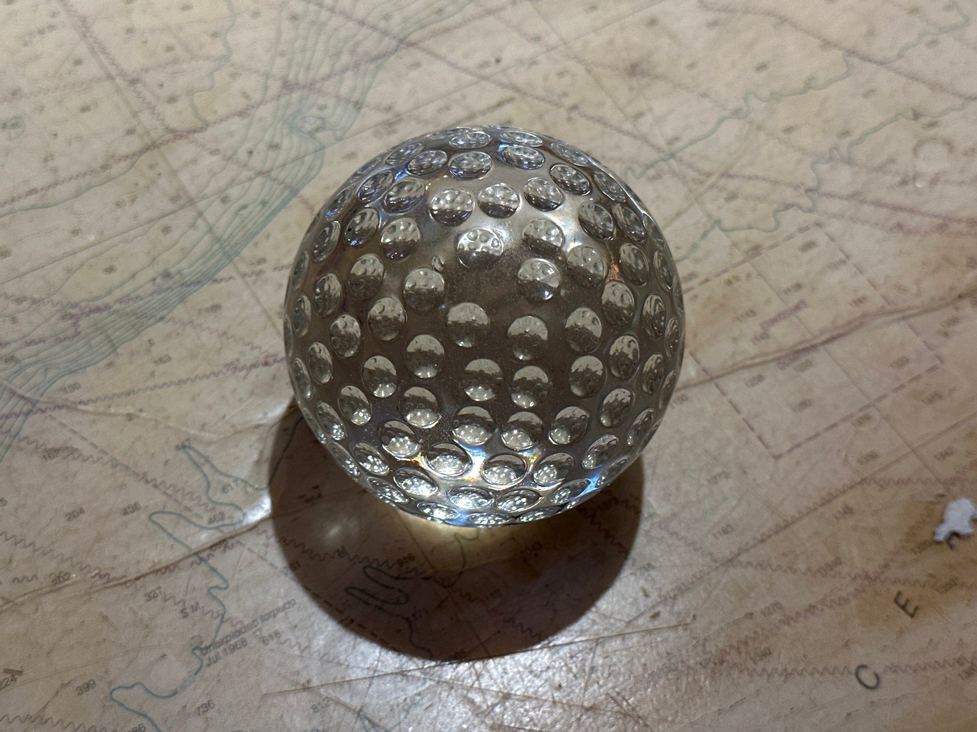 Clear Solid Glass Paperweight w/ Holes | Home Decor