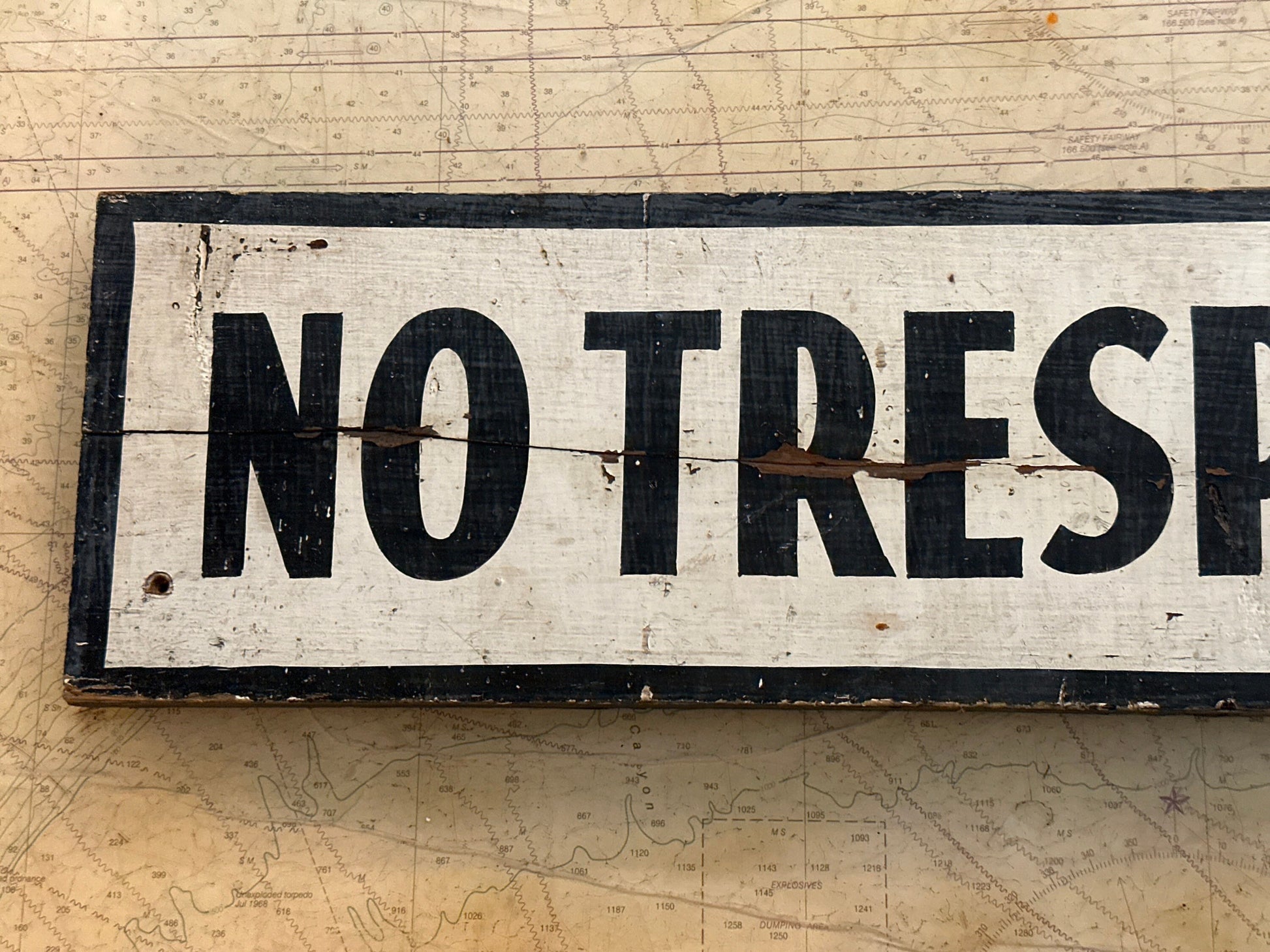 Vintage “No Trespassing" Wooden Sign | Home Decor