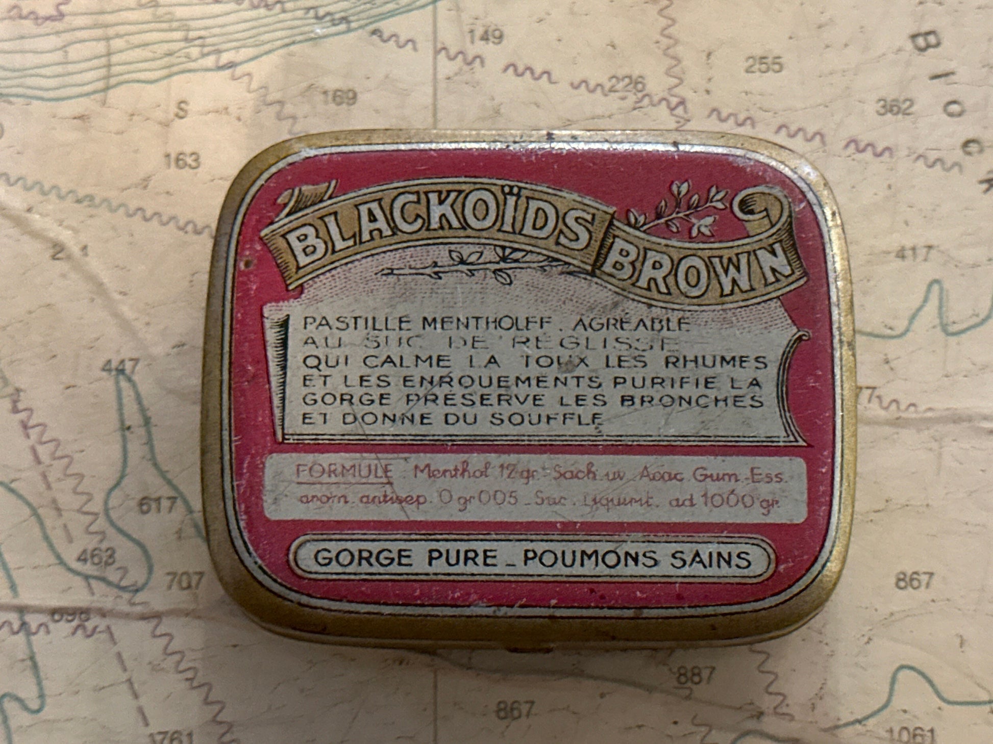 Vintage French 1950's Blackoïds Brown Pills Tin Holder | Home and Living