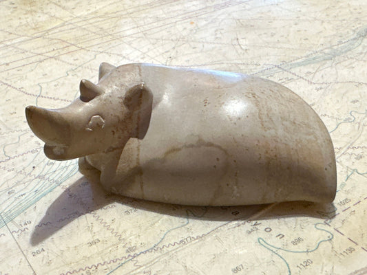 Ceramic Laying Rhinoceros Statue | Home Decor