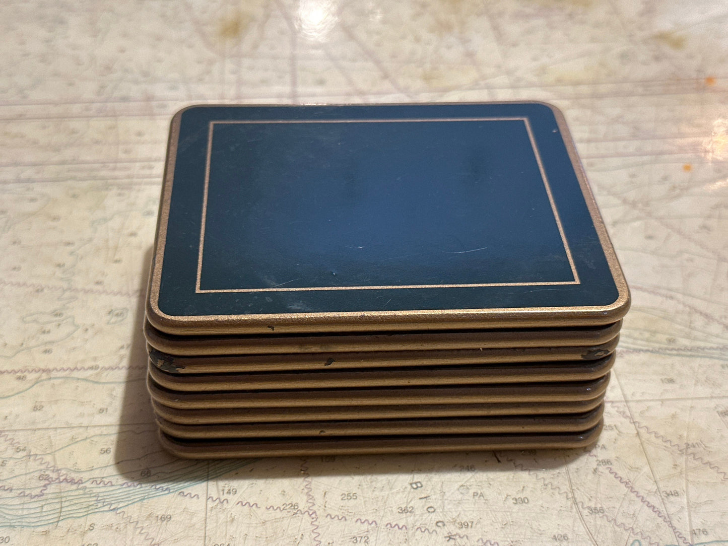 Green & Gold Set of 8 Coasters | Home and Living