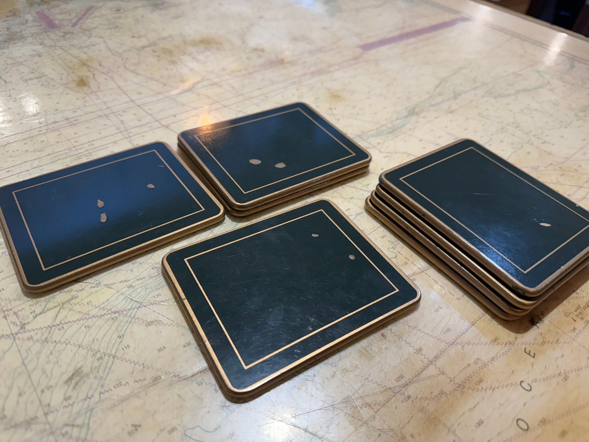 Green & Gold Set of 8 Coasters | Home and Living