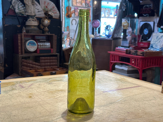 Vintage Green Glass Bottle | Home Decor