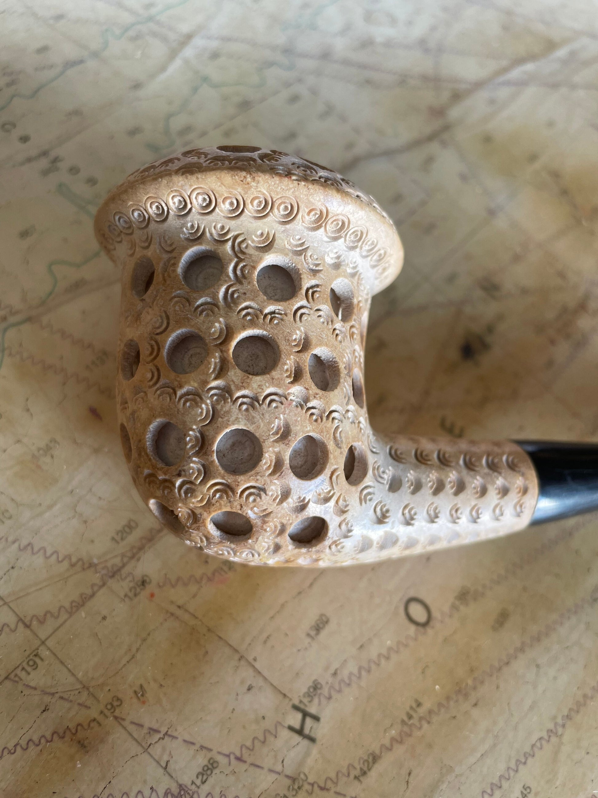 Vintage Turkish Lattice Billiard Meerschaum Tobacco Pipe