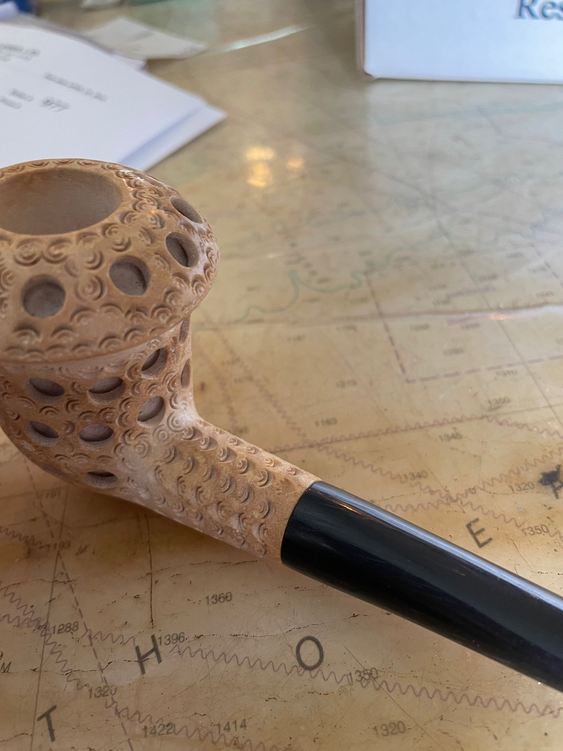 Vintage Turkish Lattice Billiard Meerschaum Tobacco Pipe