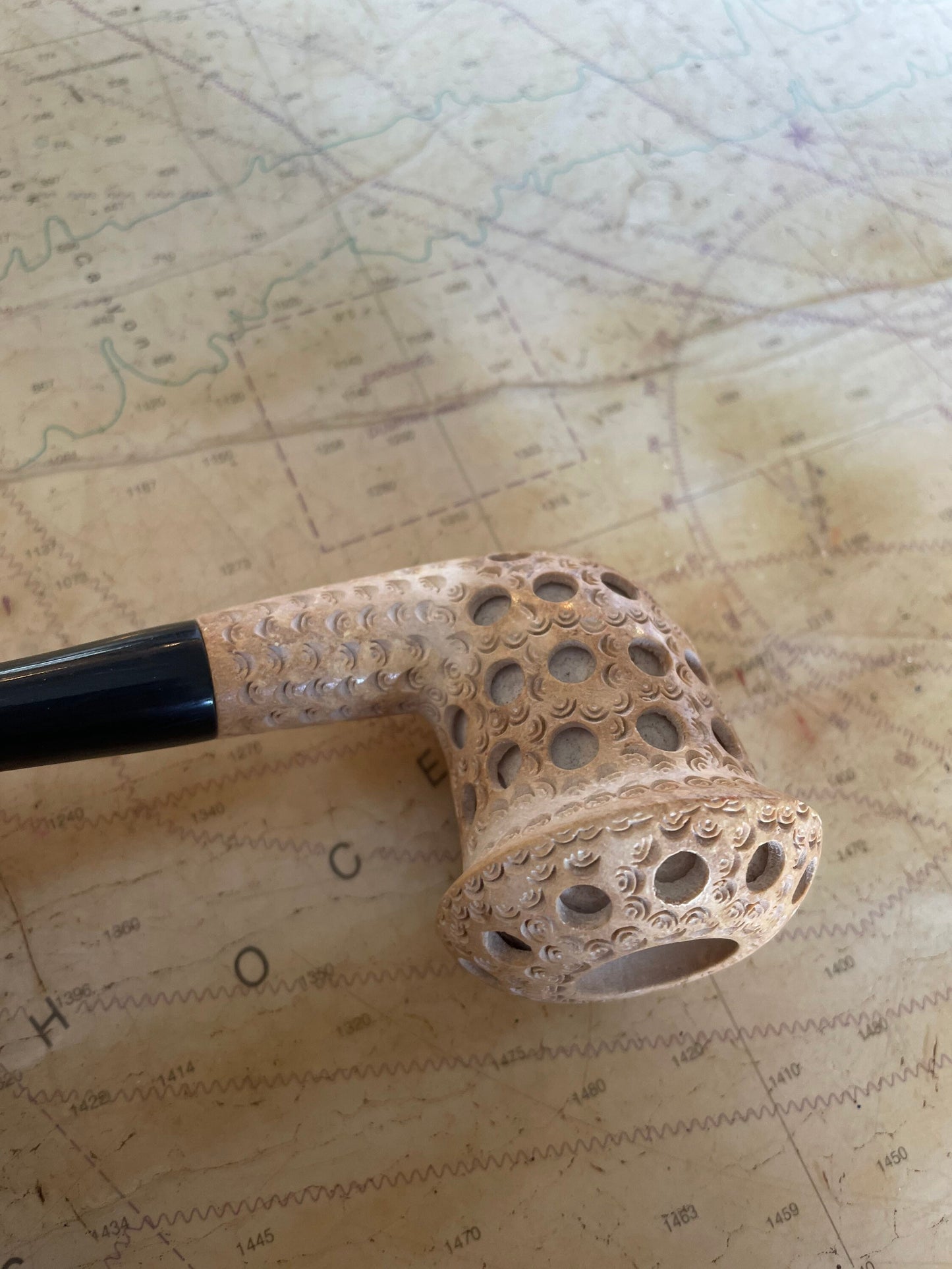 Vintage Turkish Lattice Billiard Meerschaum Tobacco Pipe