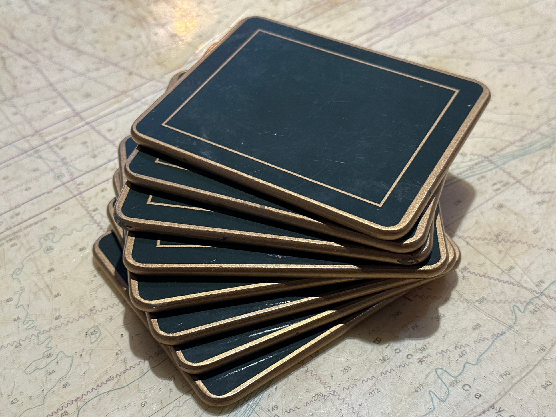 Green & Gold Set of 8 Coasters | Home and Living