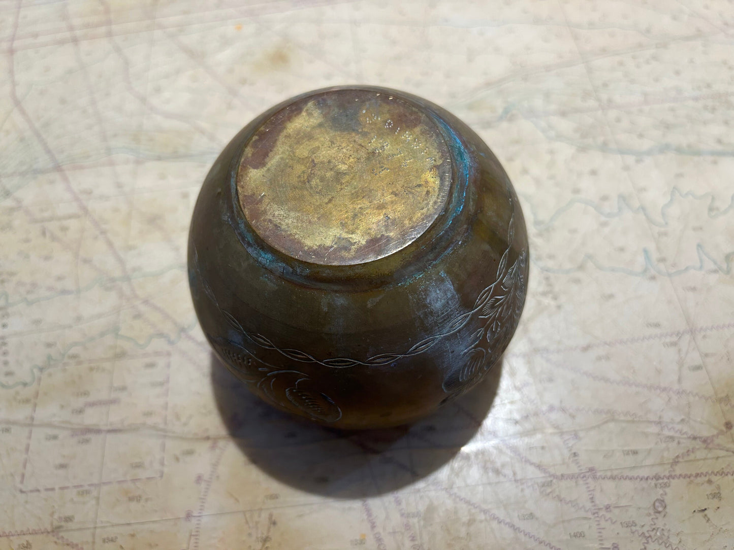 Vintage Etched Brass Bowl