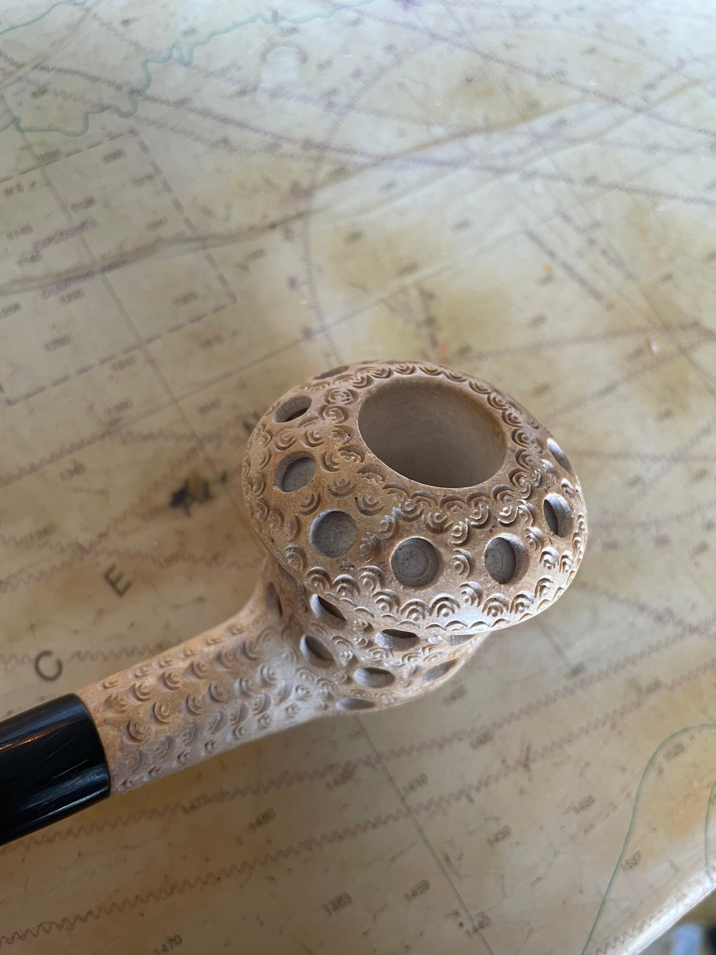 Vintage Turkish Lattice Billiard Meerschaum Tobacco Pipe