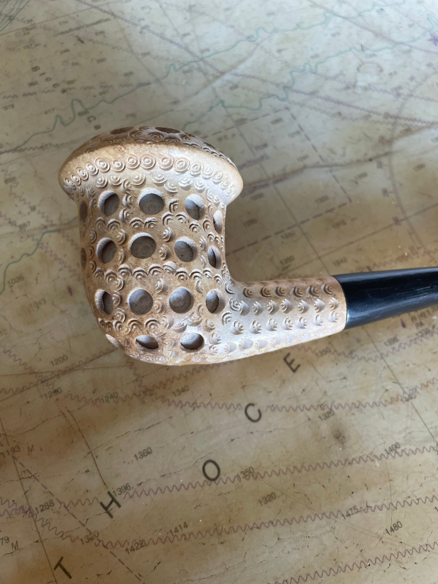 Vintage Turkish Lattice Billiard Meerschaum Tobacco Pipe