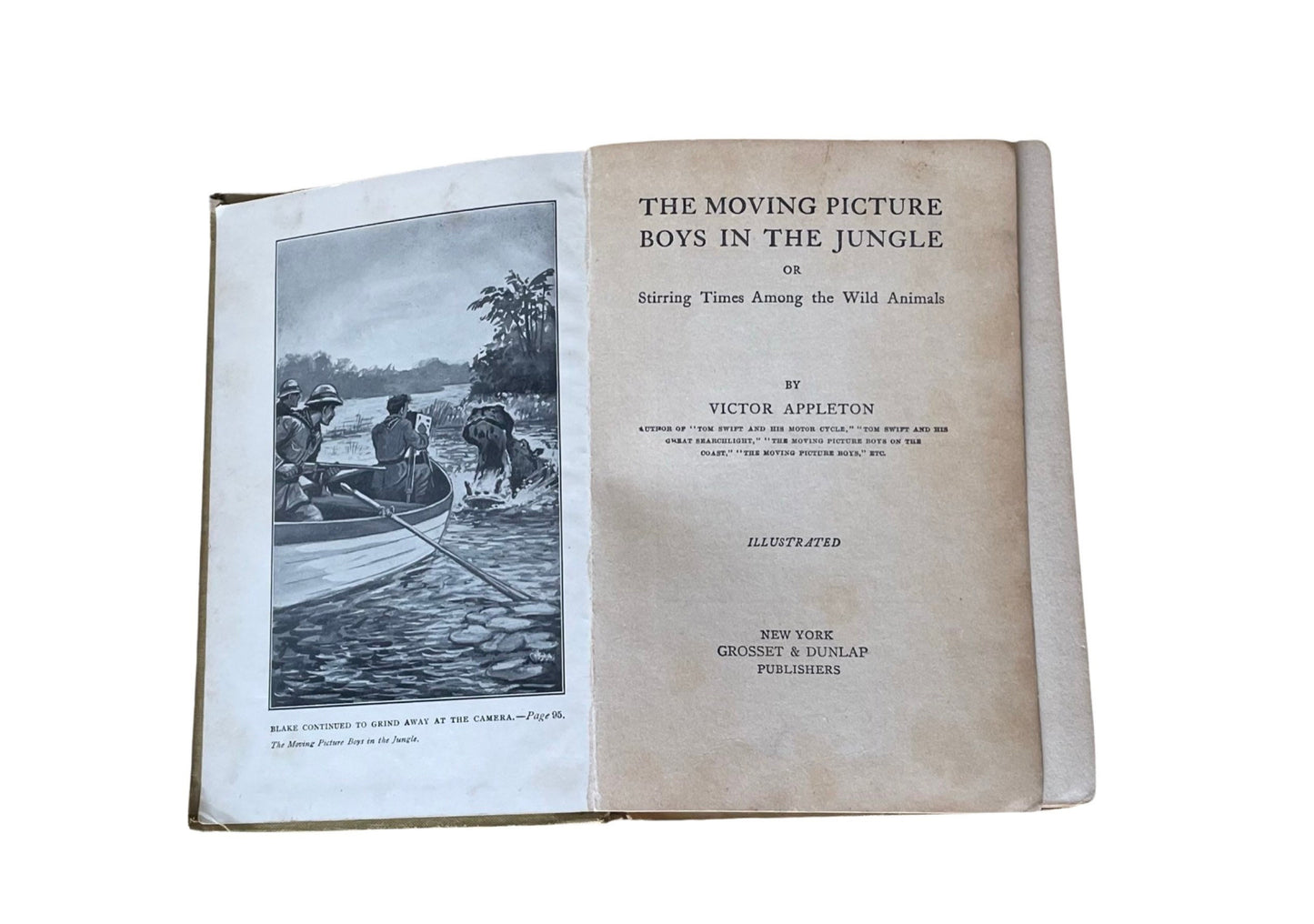 1913 The Moving Picture Boys In The Jungle Book by Victor Appleton, 2nd Edition, Vintage Adventure Story, Boys' Fiction