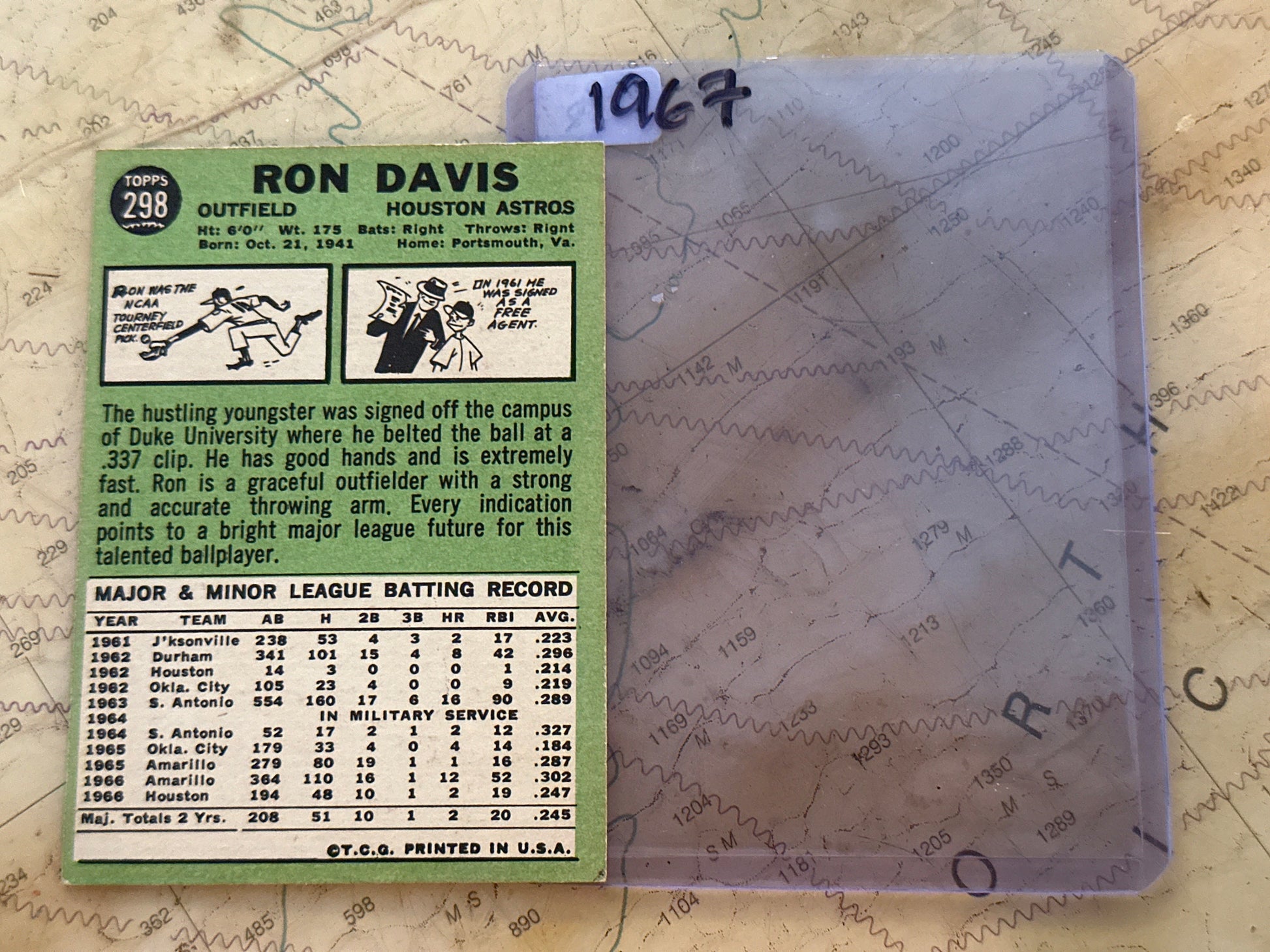 1967 Astros Ron Davis - Outfield | Baseball Card