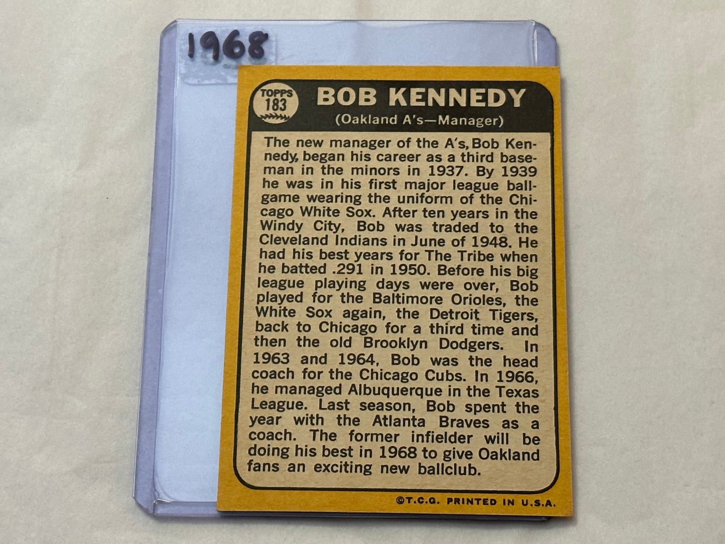 Bob Kennedy - Manager - A's | Baseball Card