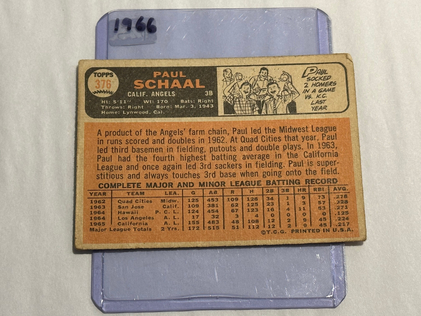Paul Schaal - California Angels - 3rd Base | Baseball Card