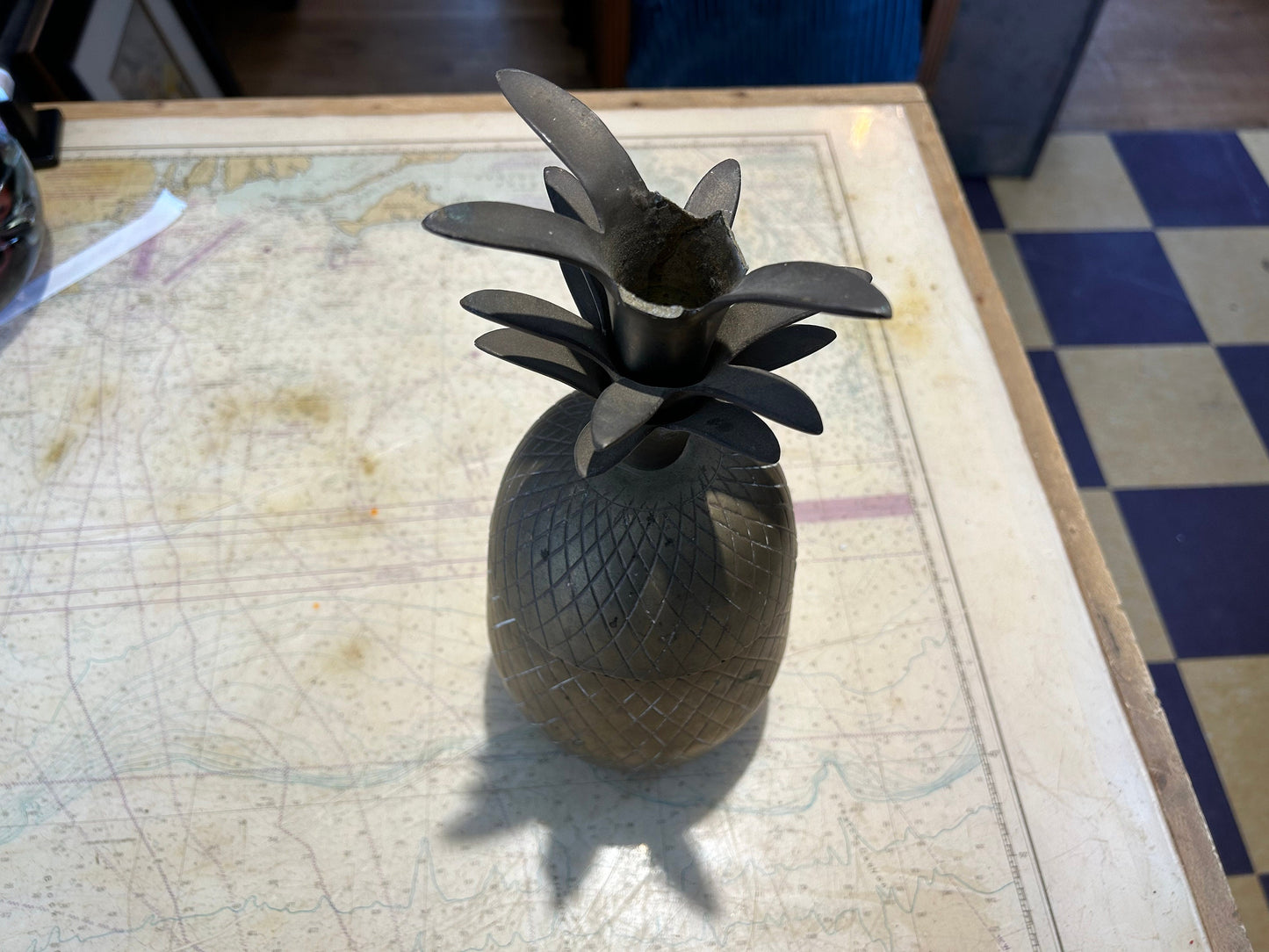 Vintage Two-Piece Brass Pineapple Container