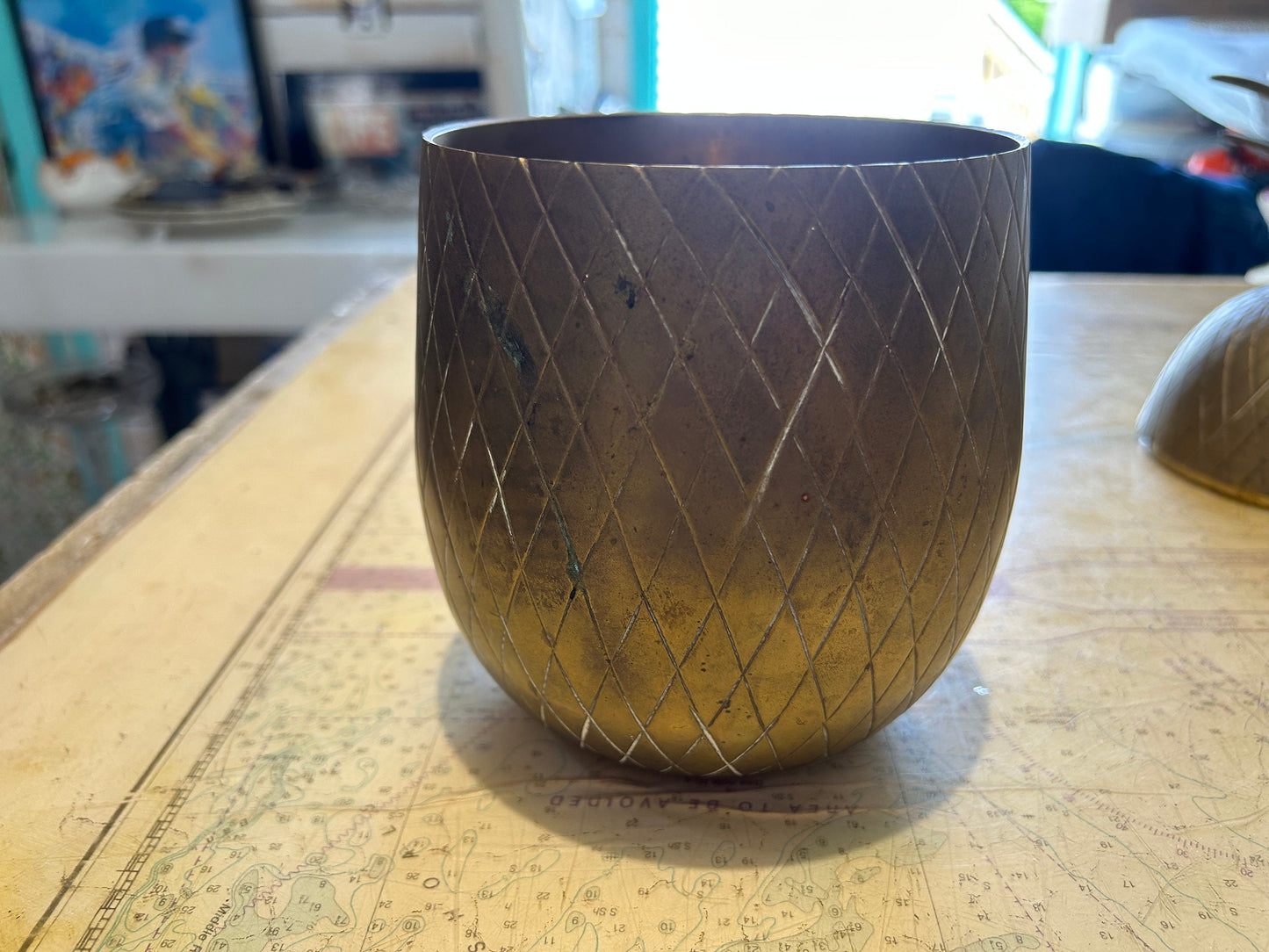 Vintage Two-Piece Brass Pineapple Container