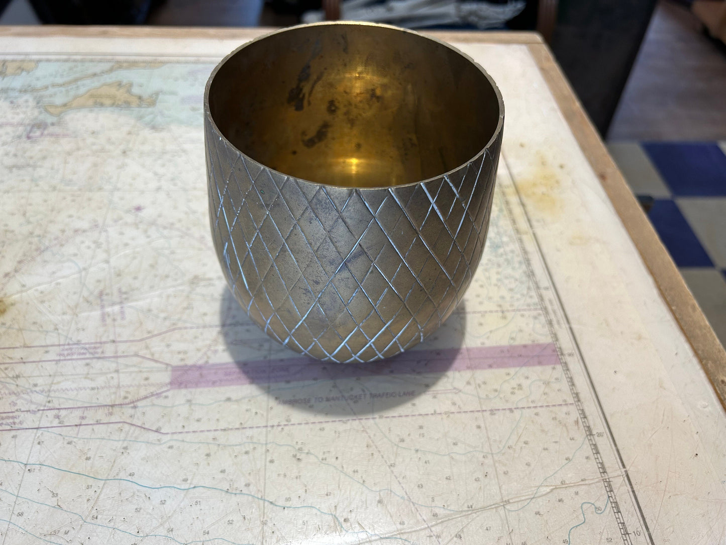 Vintage Two-Piece Brass Pineapple Container