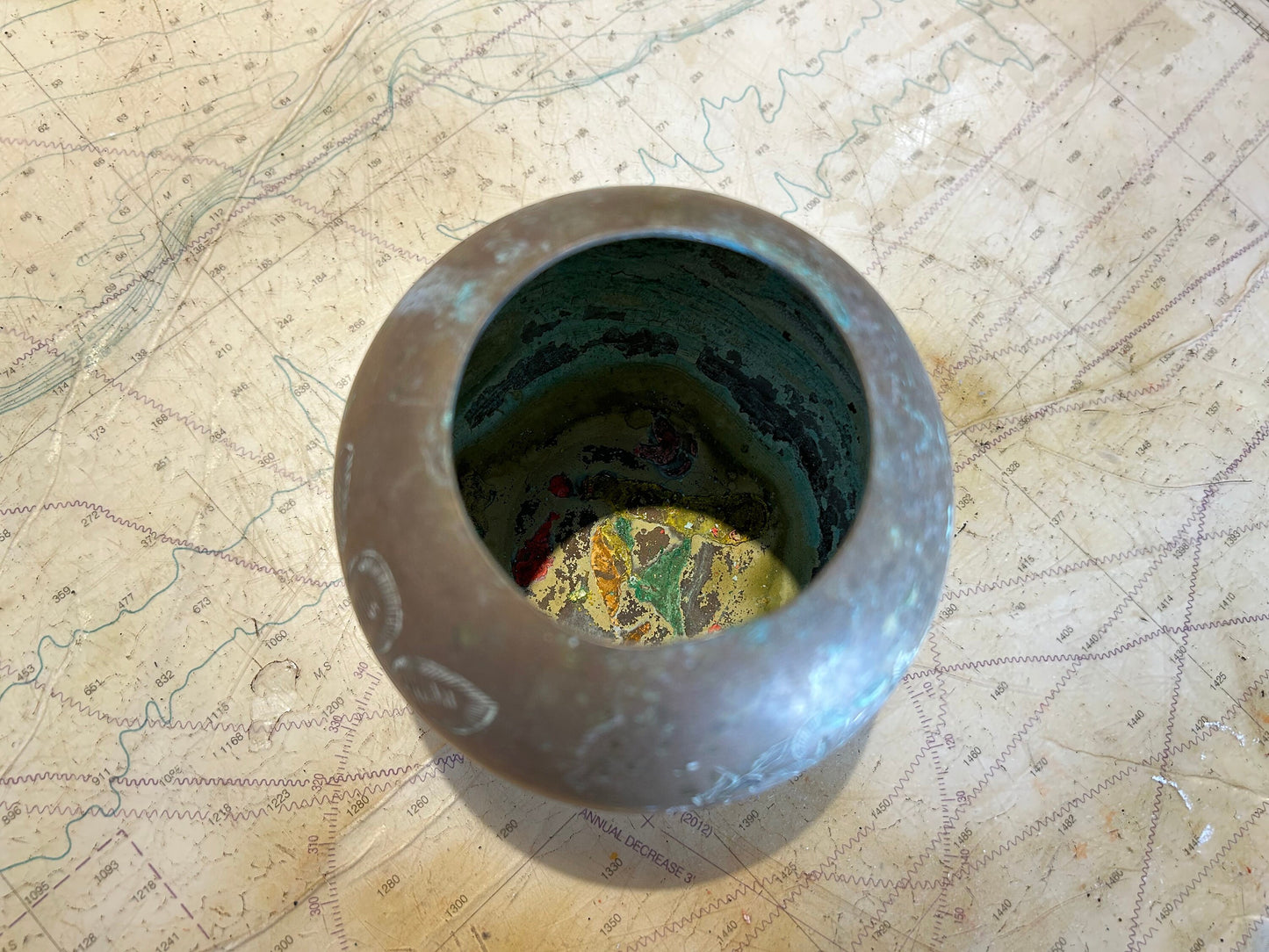 Vintage Etched Brass Bowl