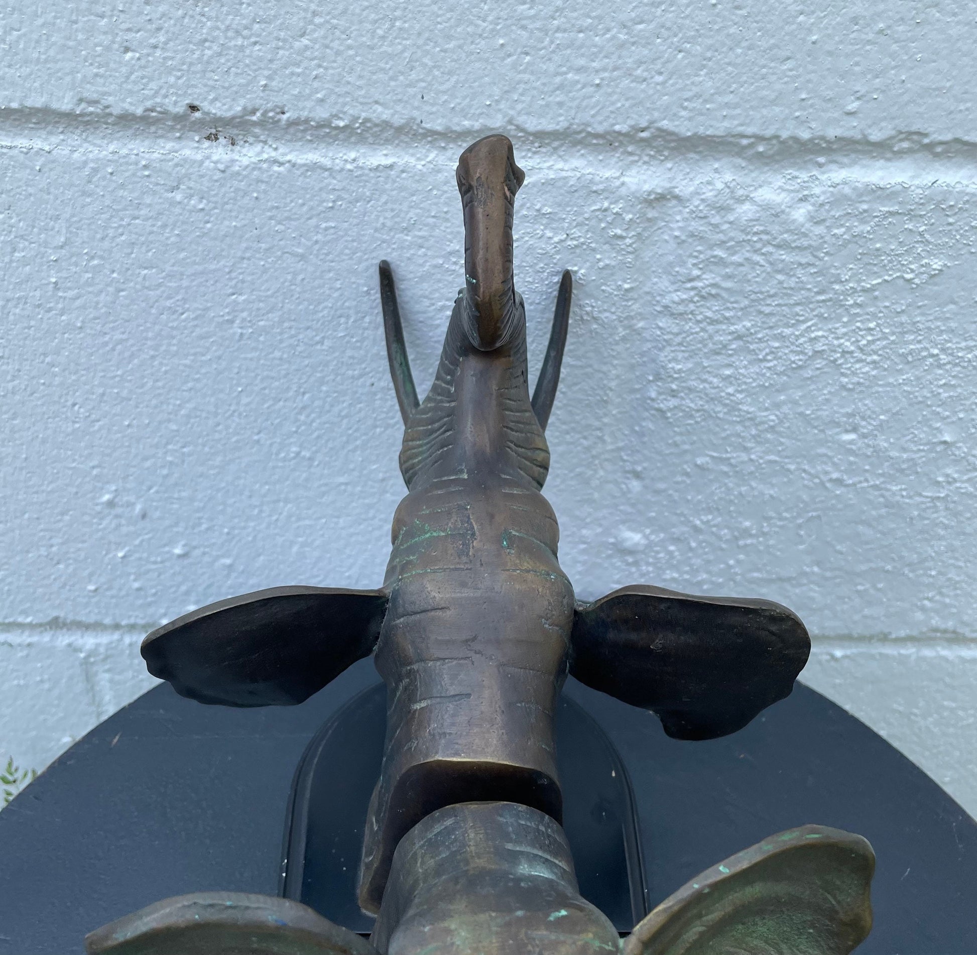 Vintage 1980s Bronze Elephant Head Bookends