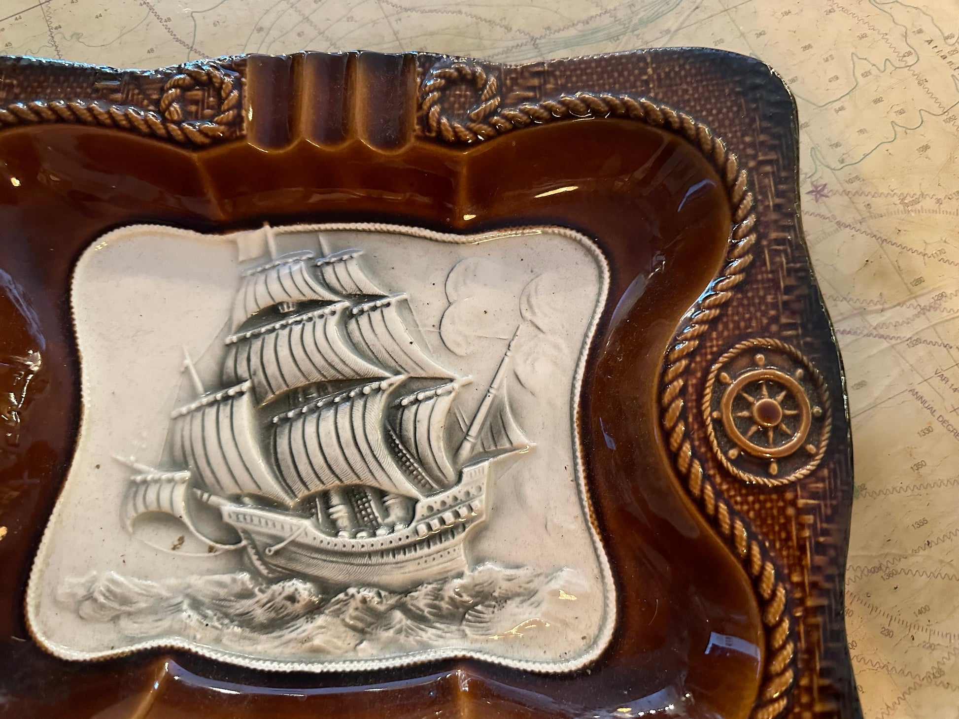 Vintage Porcelain Nautical Bowl or Tray | Home & Living