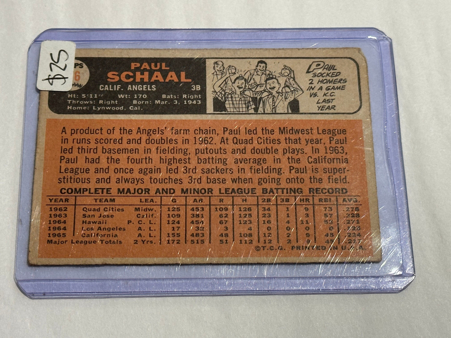 Paul Schaal - California Angels - 3rd Base | Baseball Card
