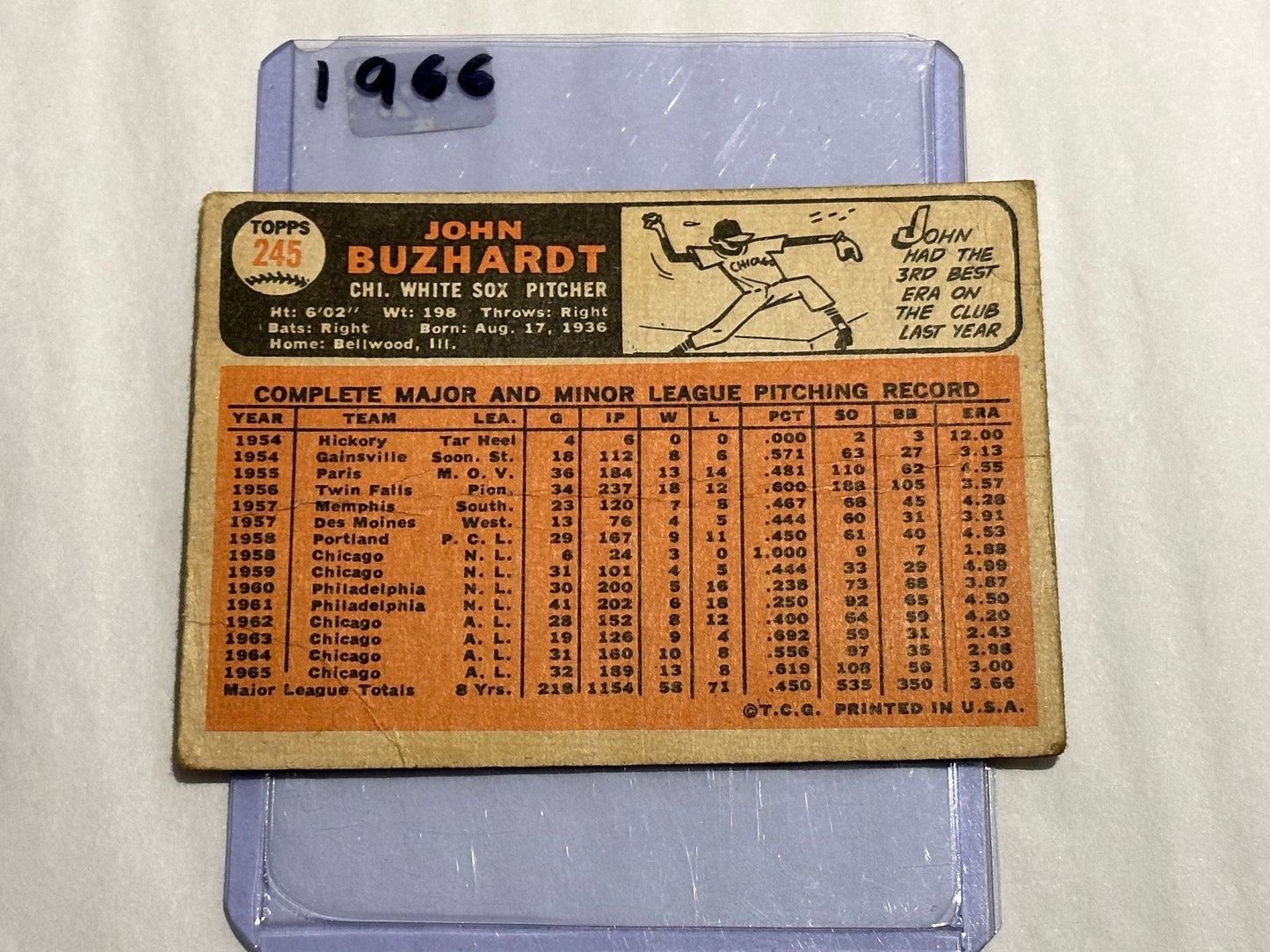 John Buzhardt - Chicago White Sox - Pitcher | Baseball Card