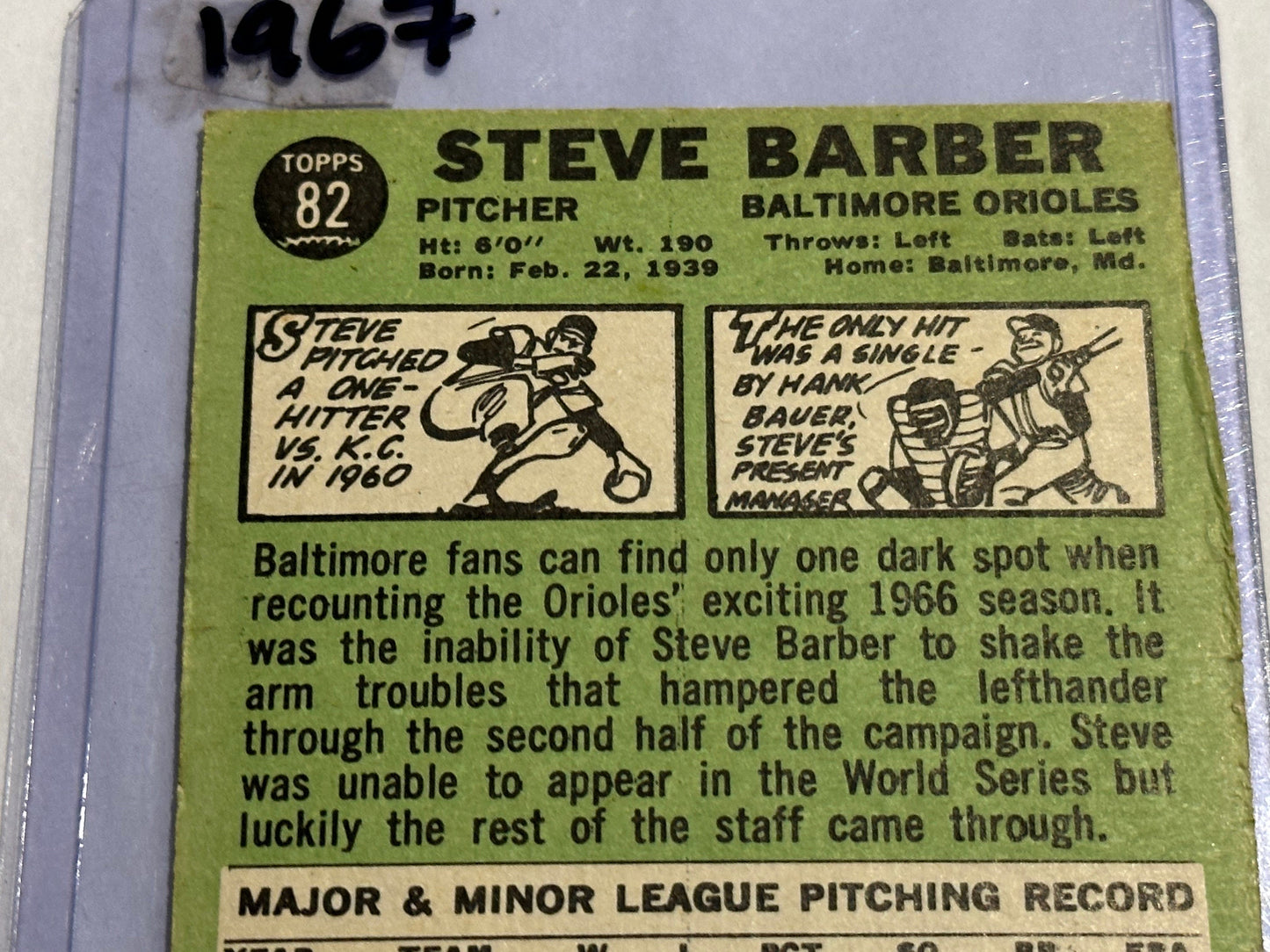 Steve Barber - Baltimore Orioles - Pitcher | Baseball Card