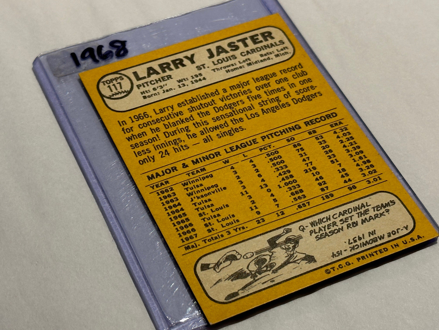 Larry Jaster - St. Louis Cardinals Pitcher | Baseball Card