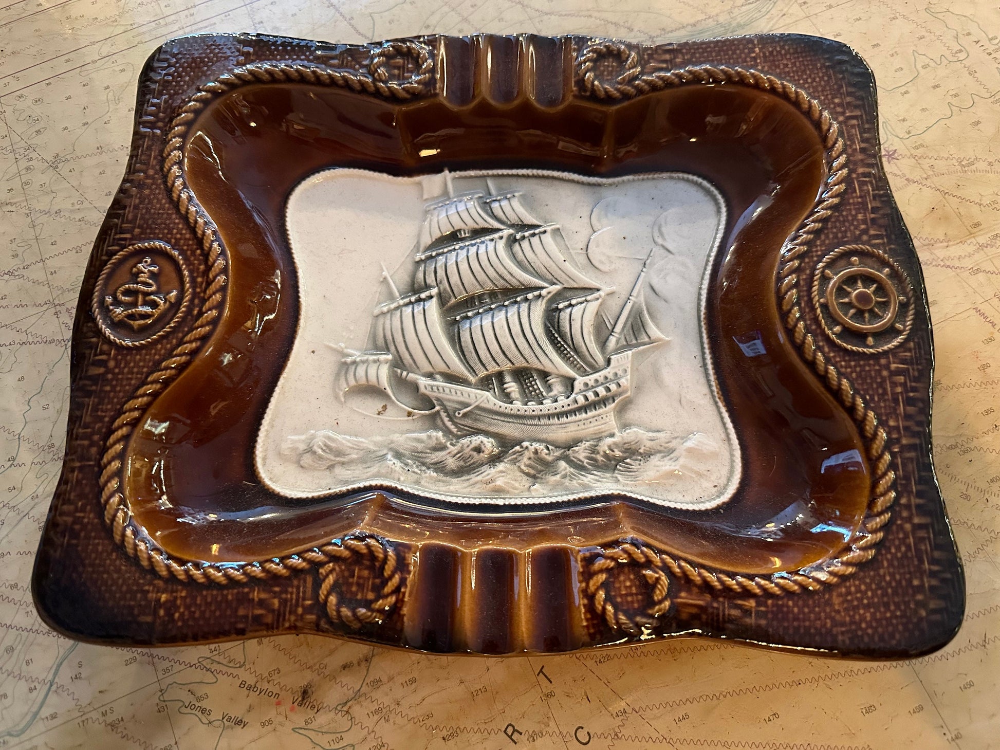 Vintage Porcelain Nautical Bowl or Tray | Home & Living