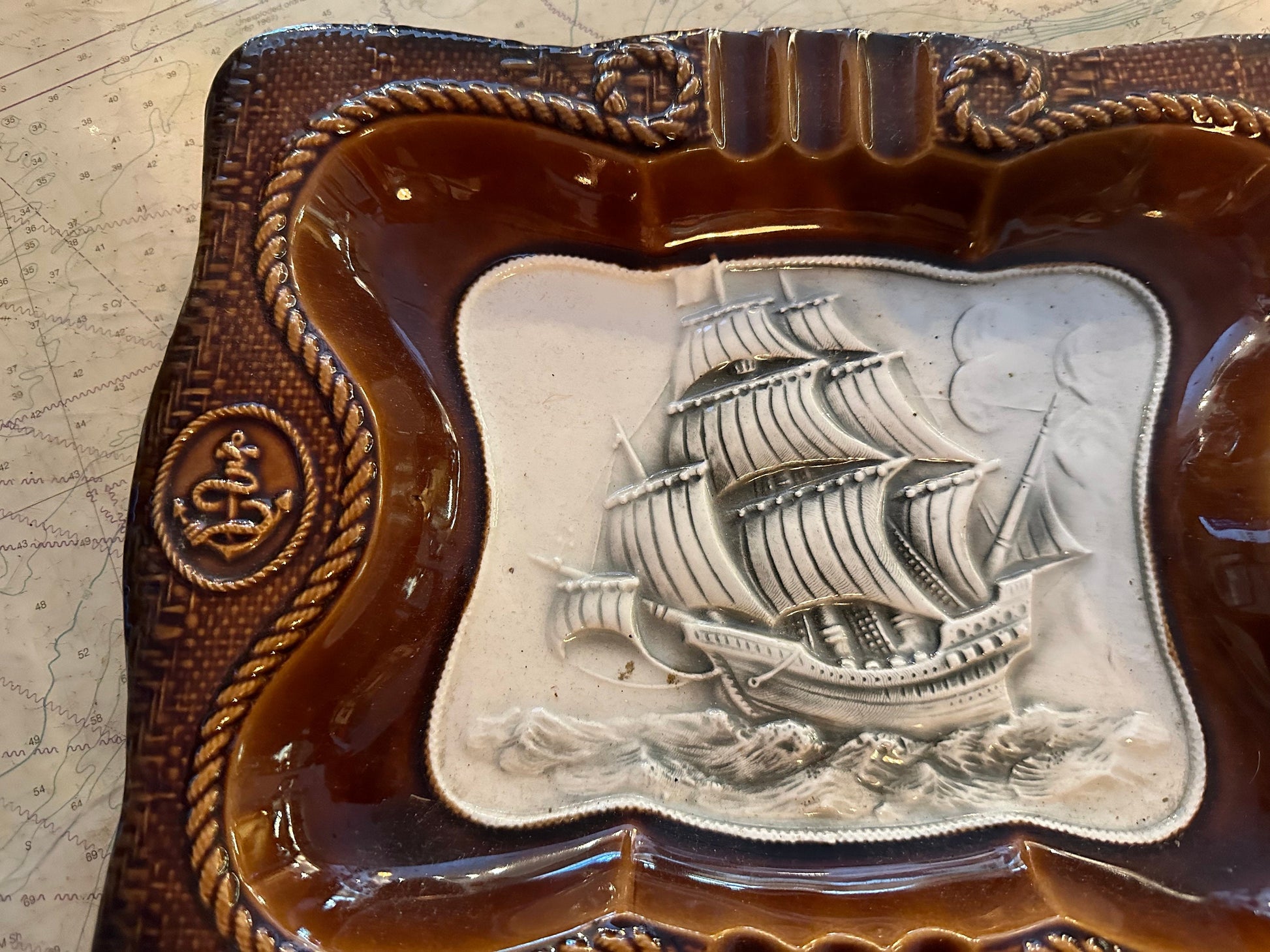 Vintage Porcelain Nautical Bowl or Tray | Home & Living